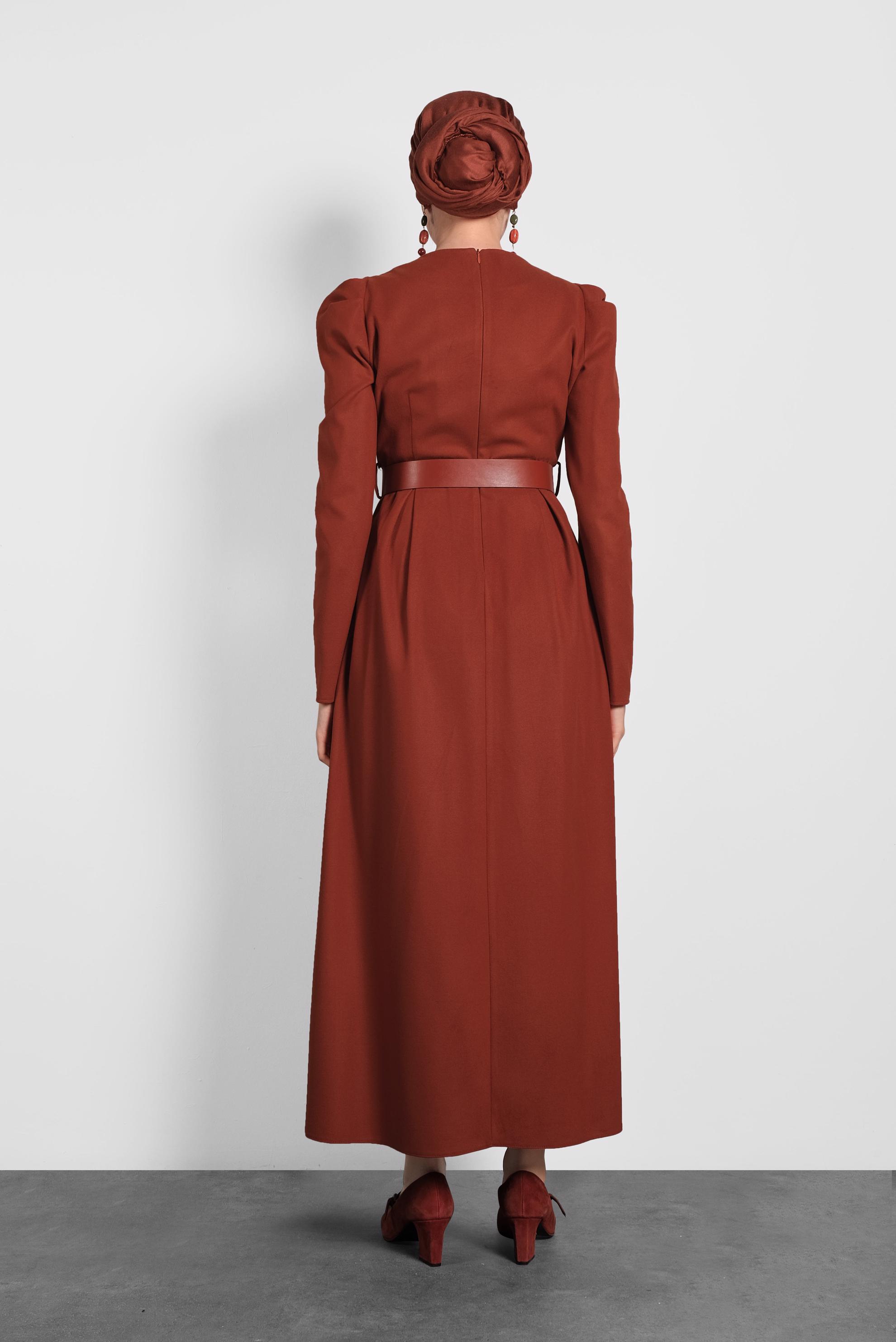 Tesettür giyim TURUNCU KARPUZ KOL ELBİSE 40368 