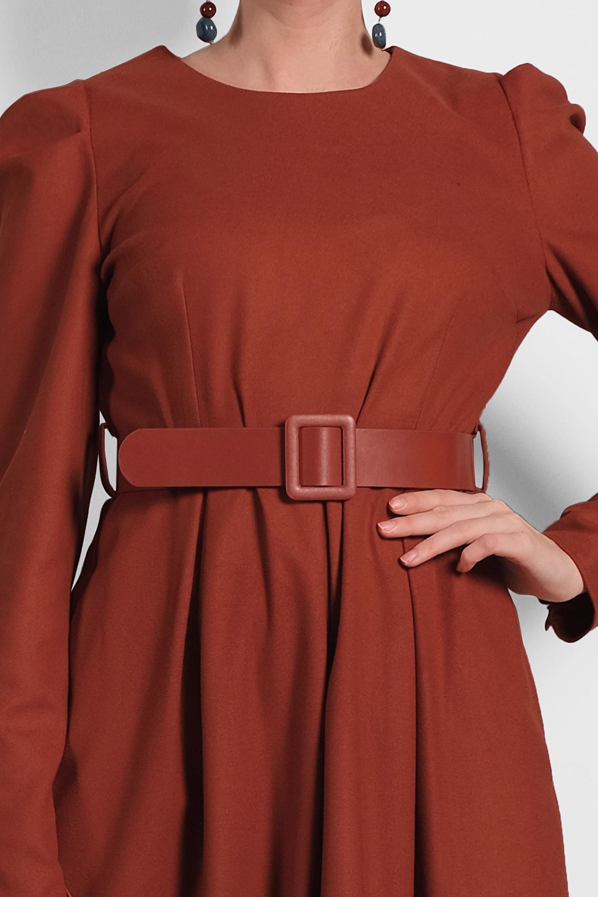 Tesettür giyim TURUNCU KARPUZ KOL ELBİSE 40368 