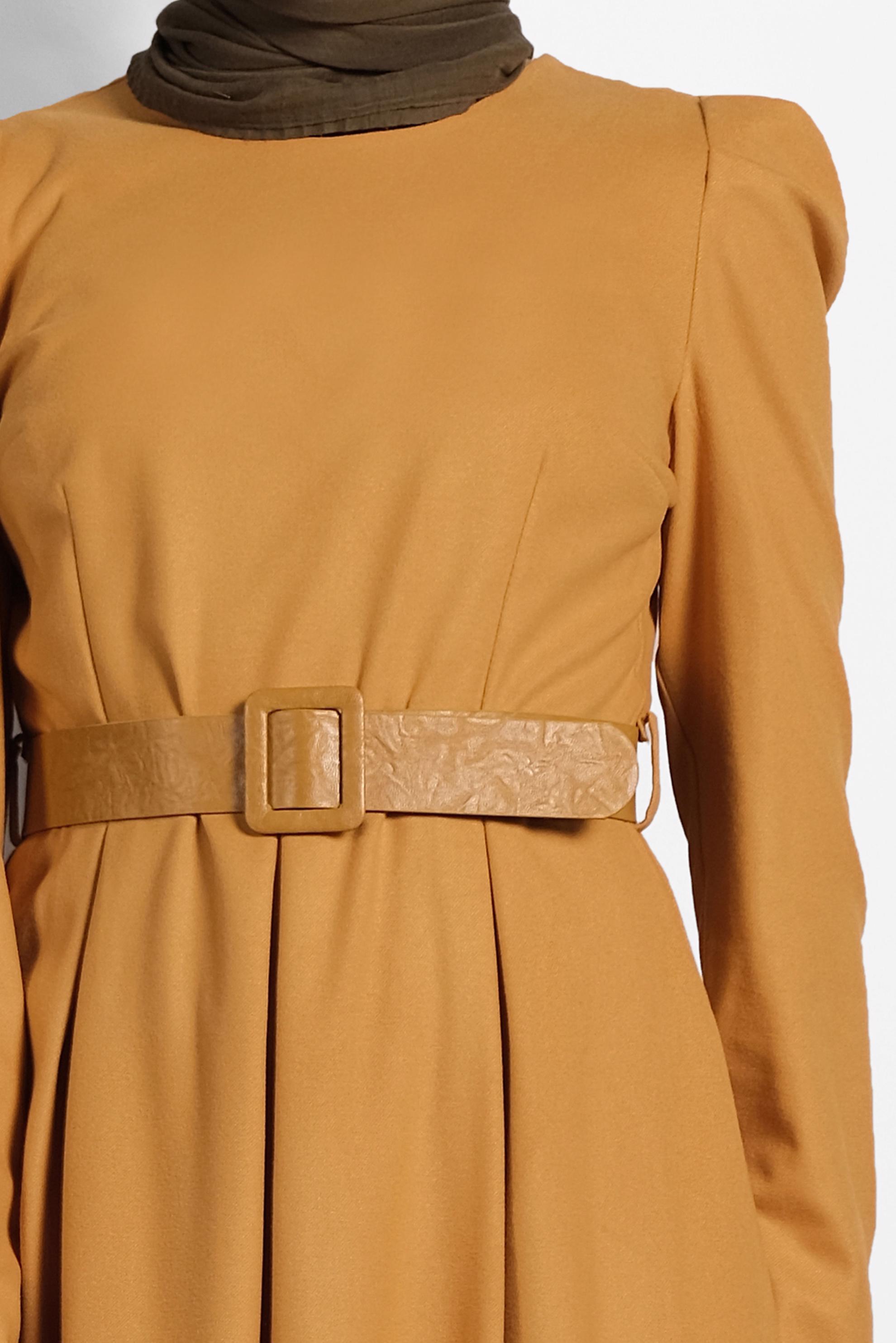 Tesettür giyim TURUNCU KARPUZ KOL ELBİSE 40368 