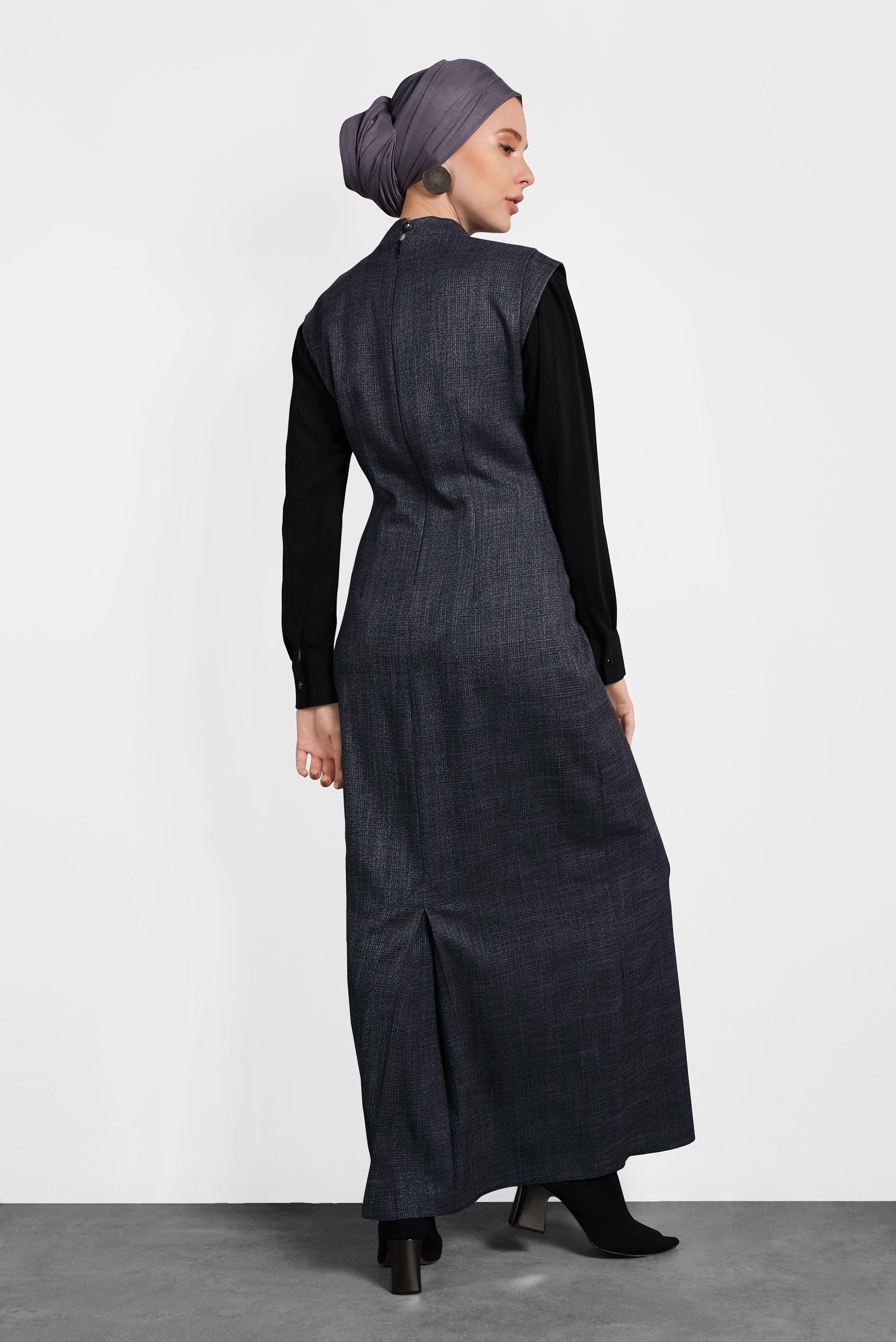 Tesettür giyim SİYAH FİYONKLU ELBİSE 40369