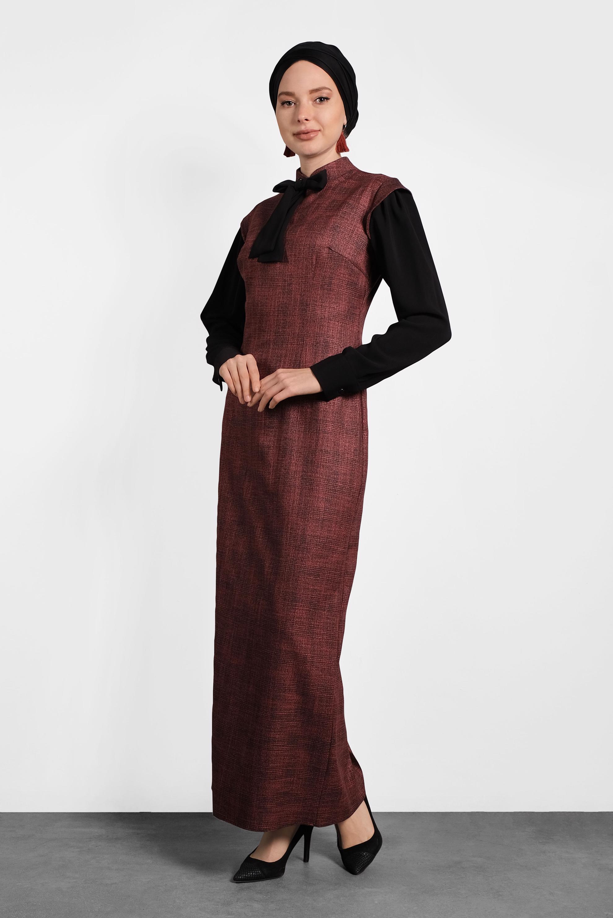 Tesettür giyim SİYAH FİYONKLU ELBİSE 40369