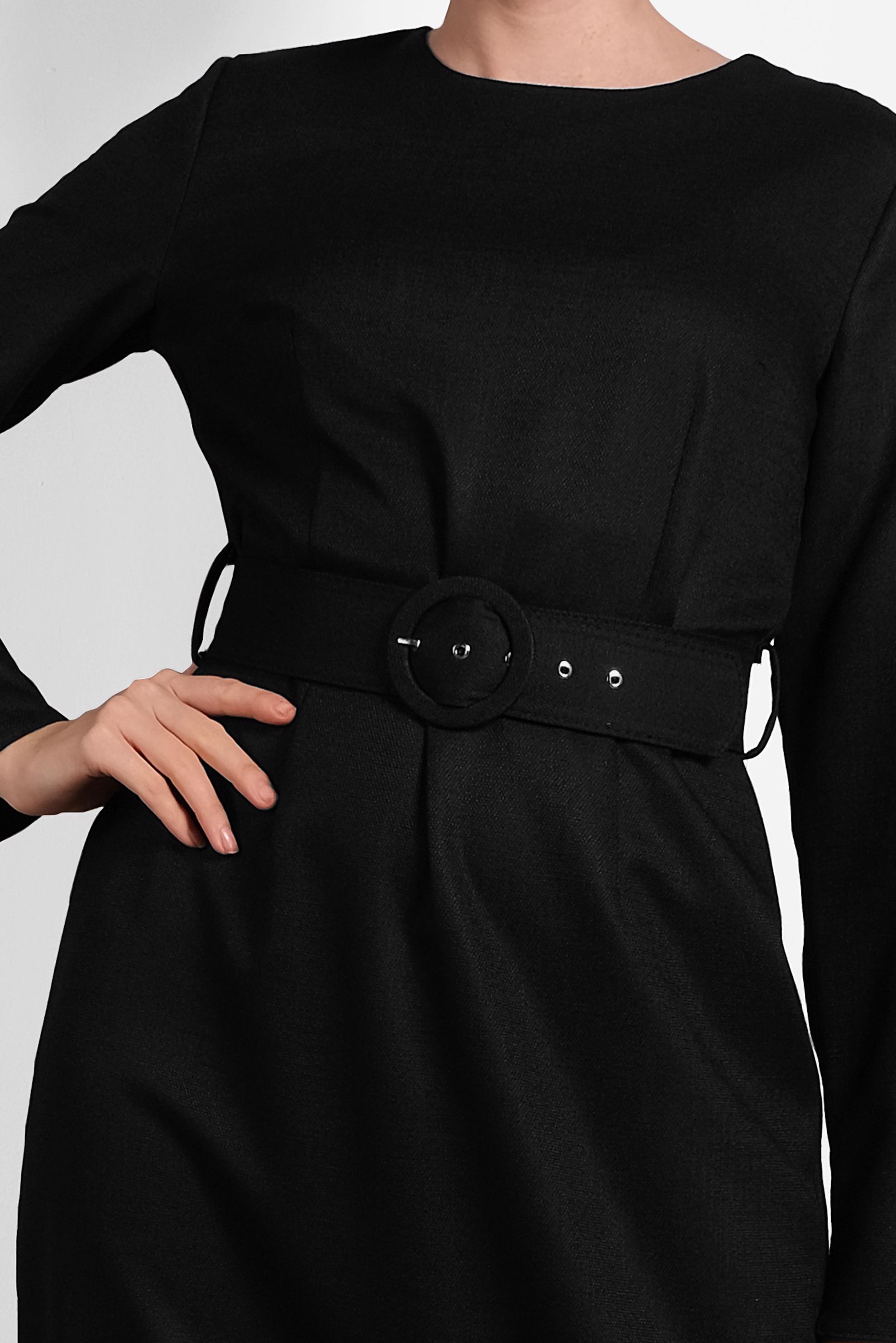 Tesettür giyim SİYAH KEMERLİ ELBİSE 40372 