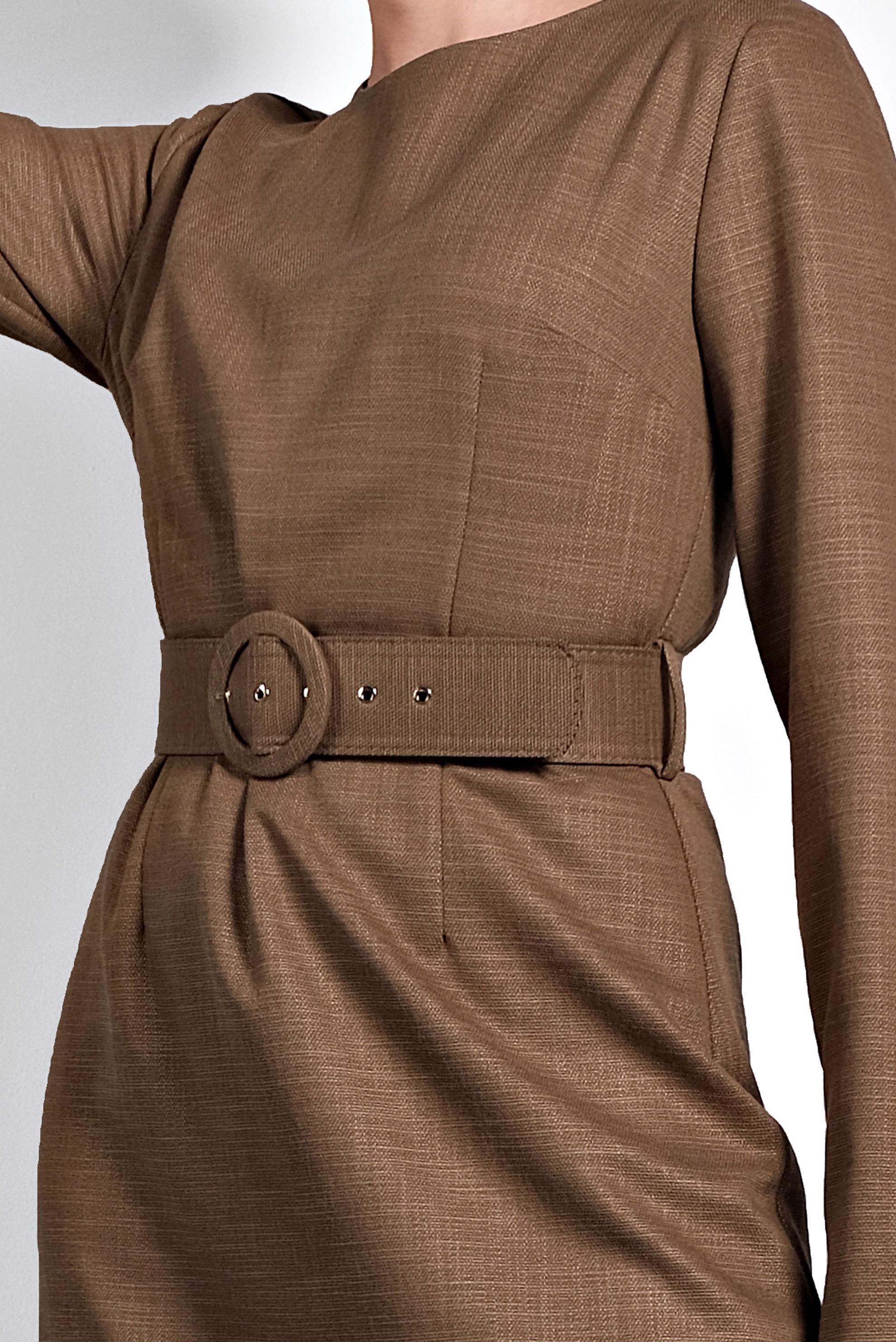 Tesettür giyim VİZON KEMERLİ ELBİSE 40372 