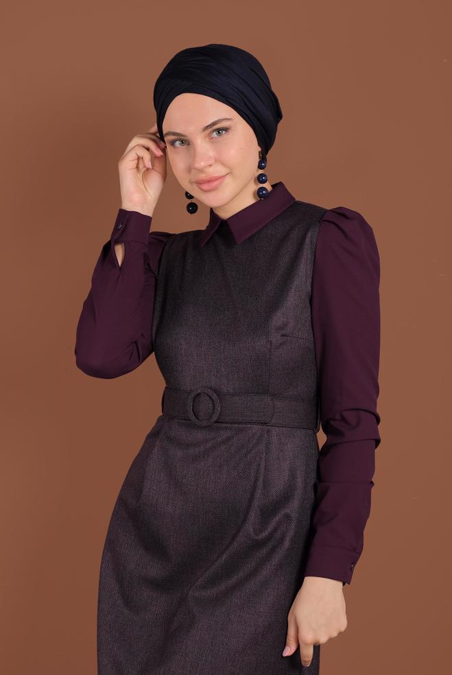 Hijab clothing  BELTED DRESS 40382  - ALVİNA