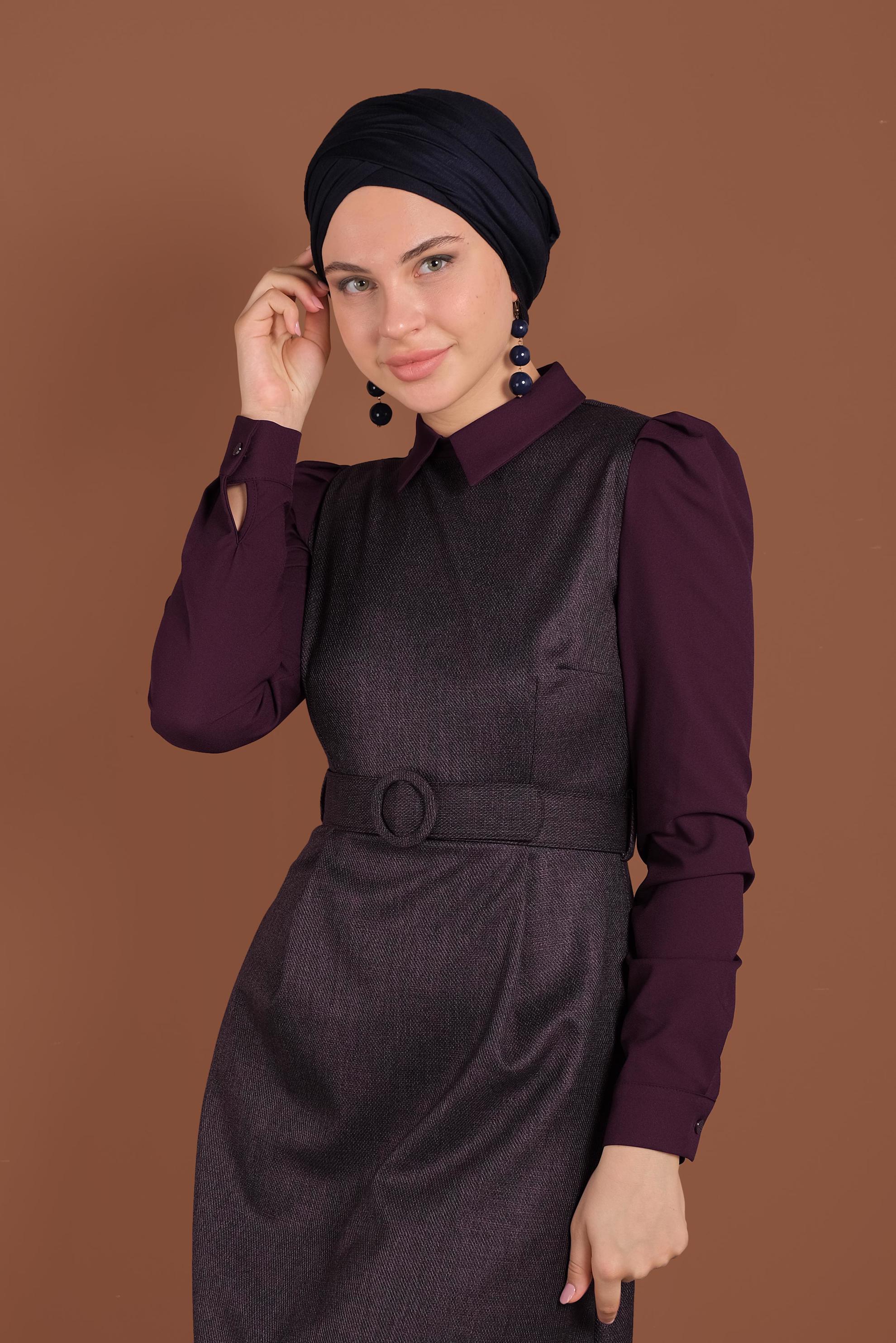 Hijab clothing DAMSON BELTED DRESS 40382 