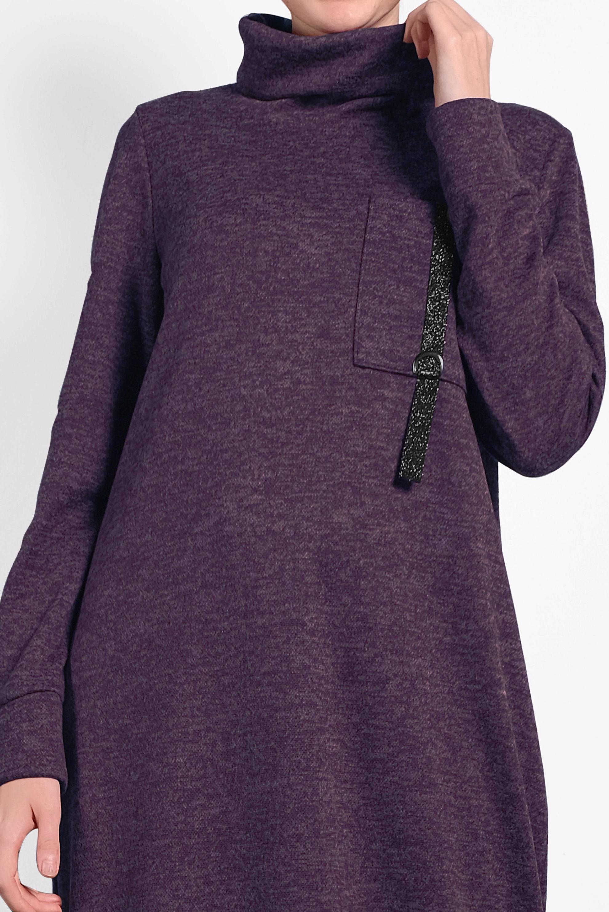 Tesettür giyim MOR BOĞAZLI TRİKO ELBİSE 40397 