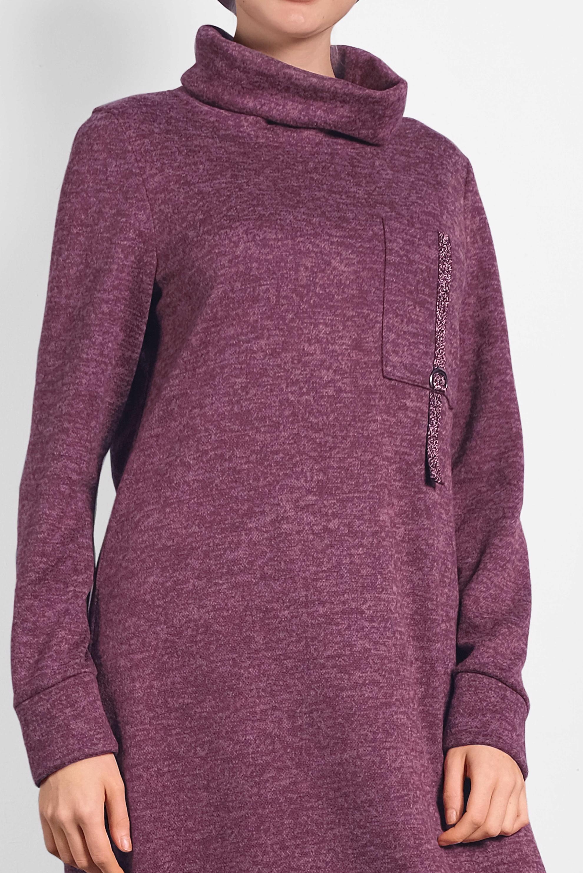 Tesettür giyim BORDO BOĞAZLI TRİKO ELBİSE 40397 