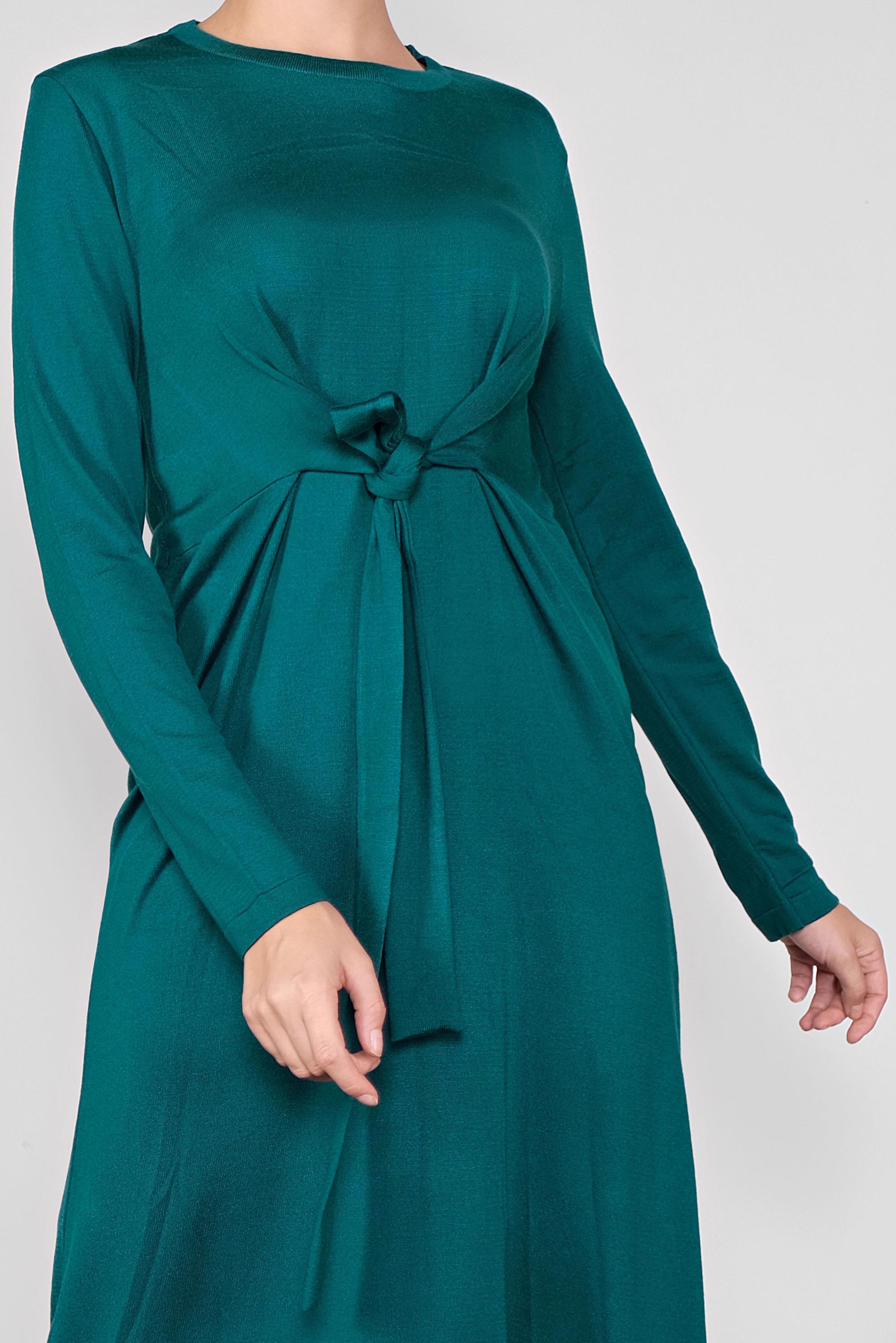 Tesettür giyim MAVİ BÜZGÜLÜ TRİKO ELBİSE 41029 