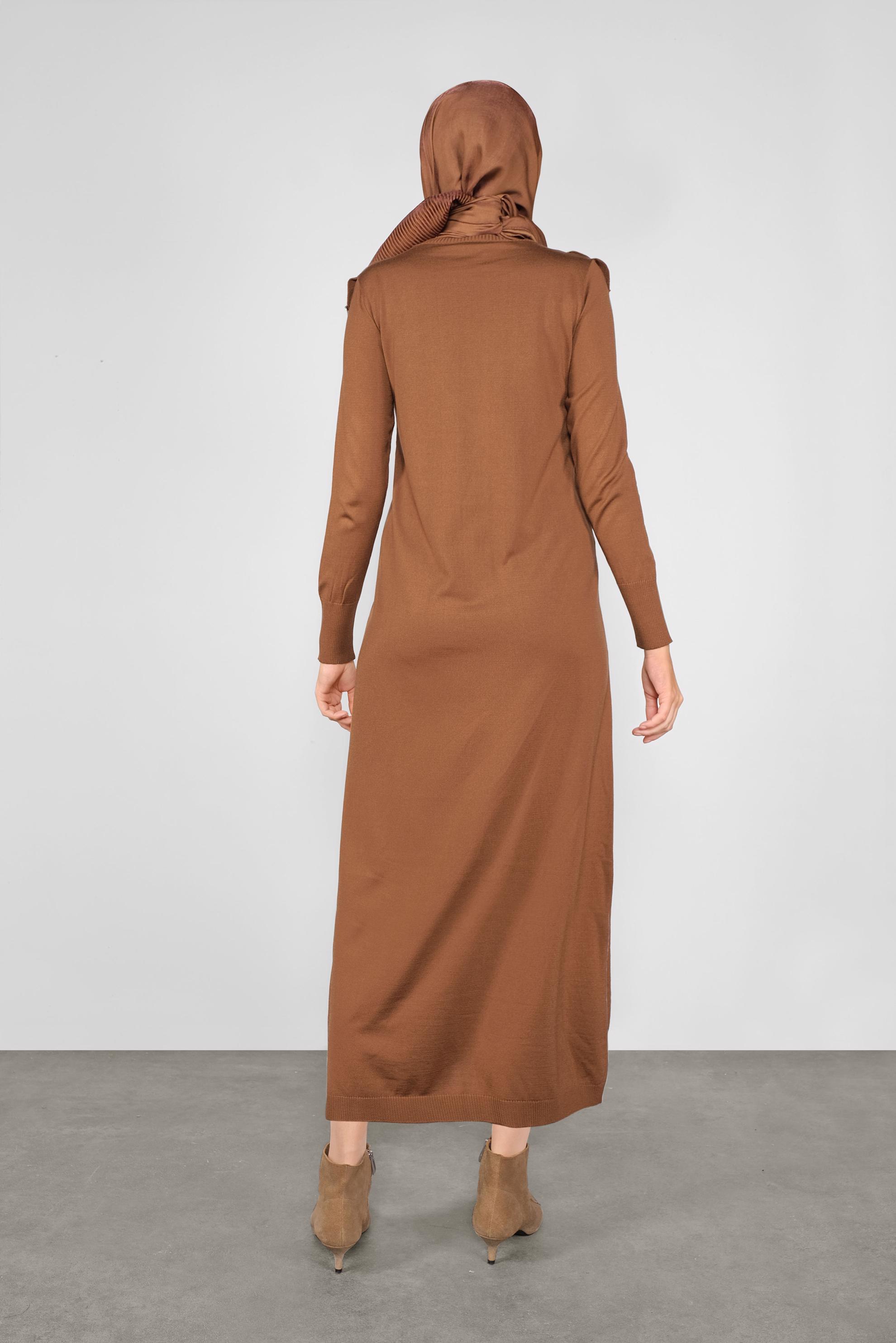 Tesettür giyim TABA PUL DETAYLI TRİKO ELBİSE 41030