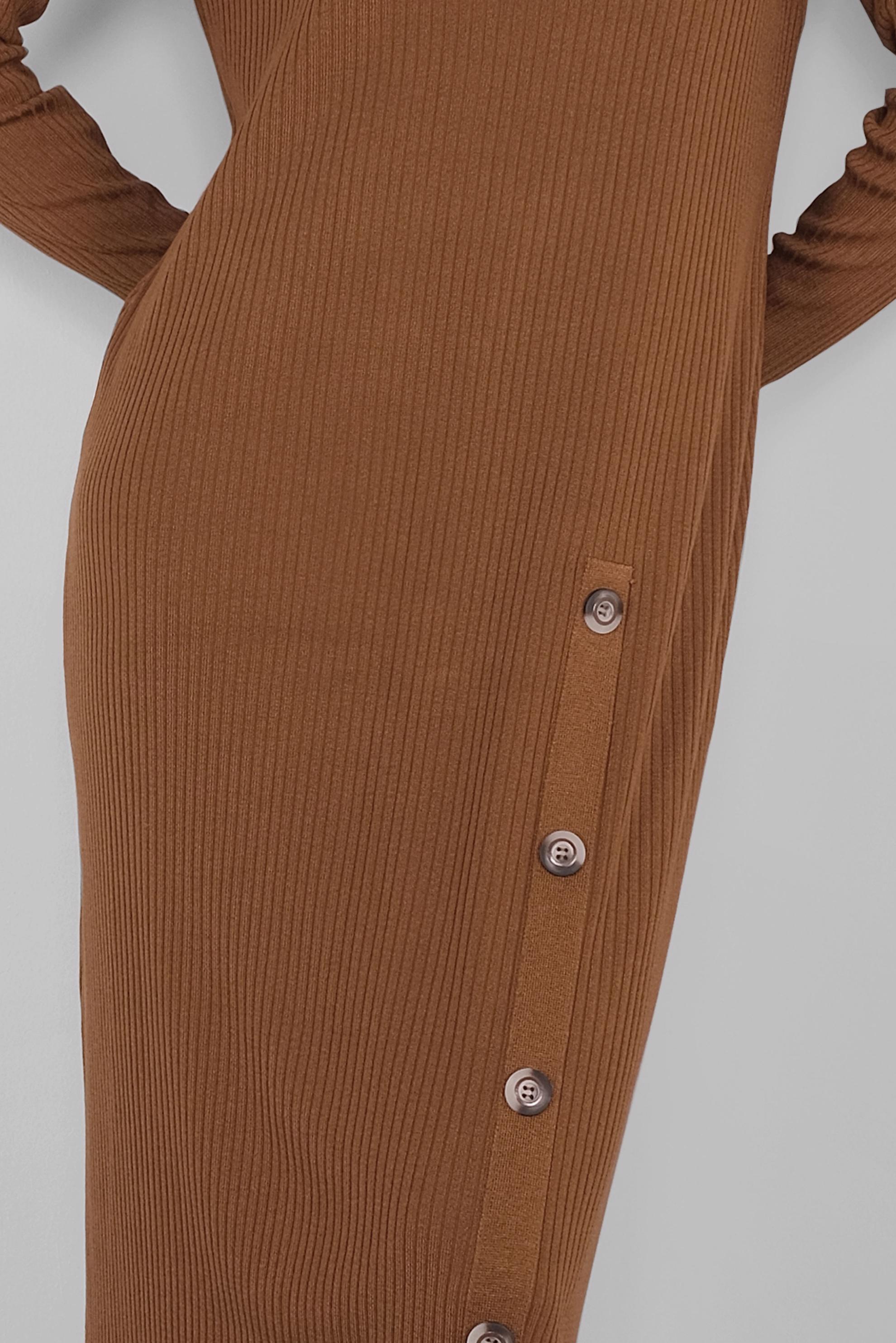 Tesettür giyim TABA DÜĞME DETAYLI TRİKO ELBİSE 41032 