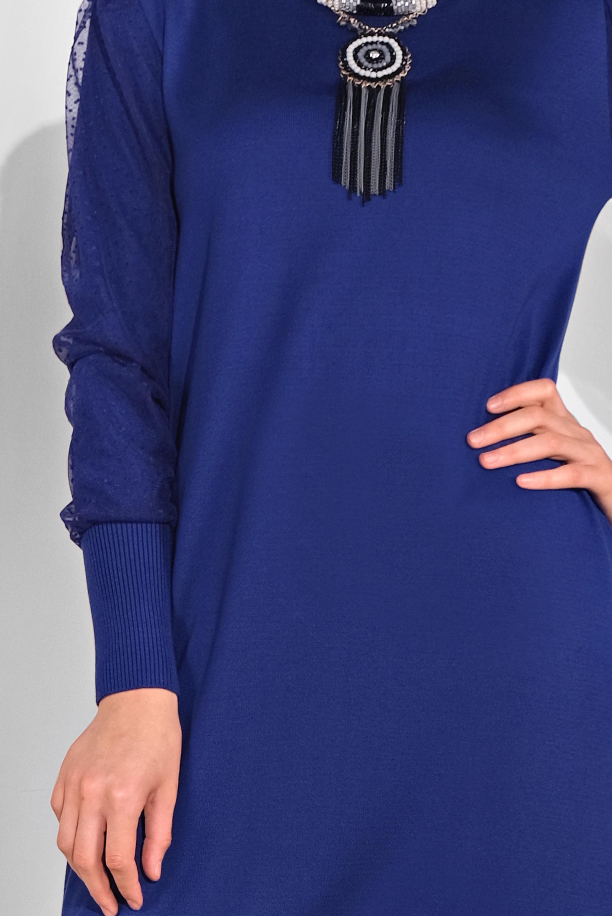 Tesettür giyim LACİVERT BALON KOL TRİKO ELBİSE 41033 