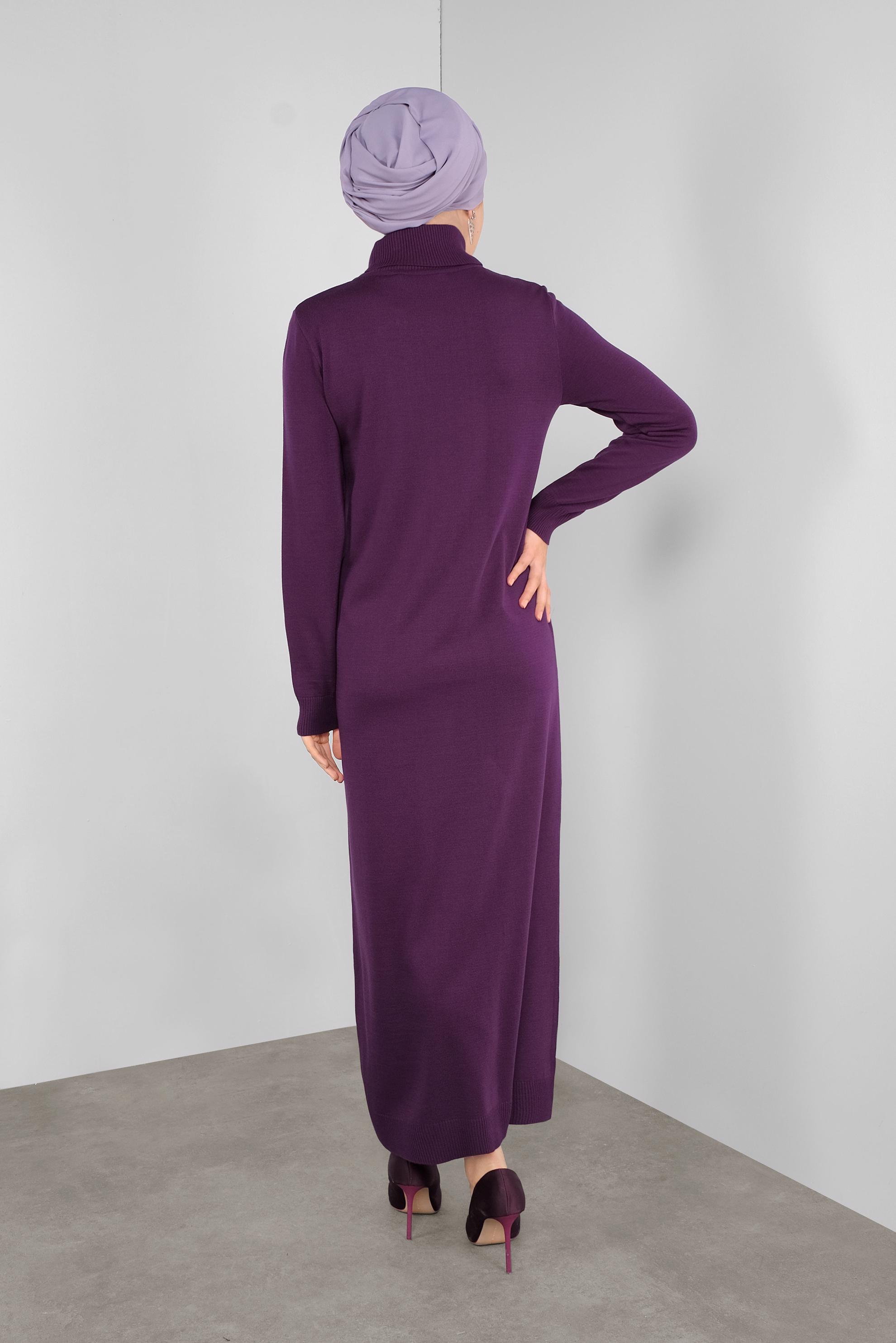 Tesettür giyim MÜRDÜM BALIKÇI YAKA  TRİKO ELBİSE 41078