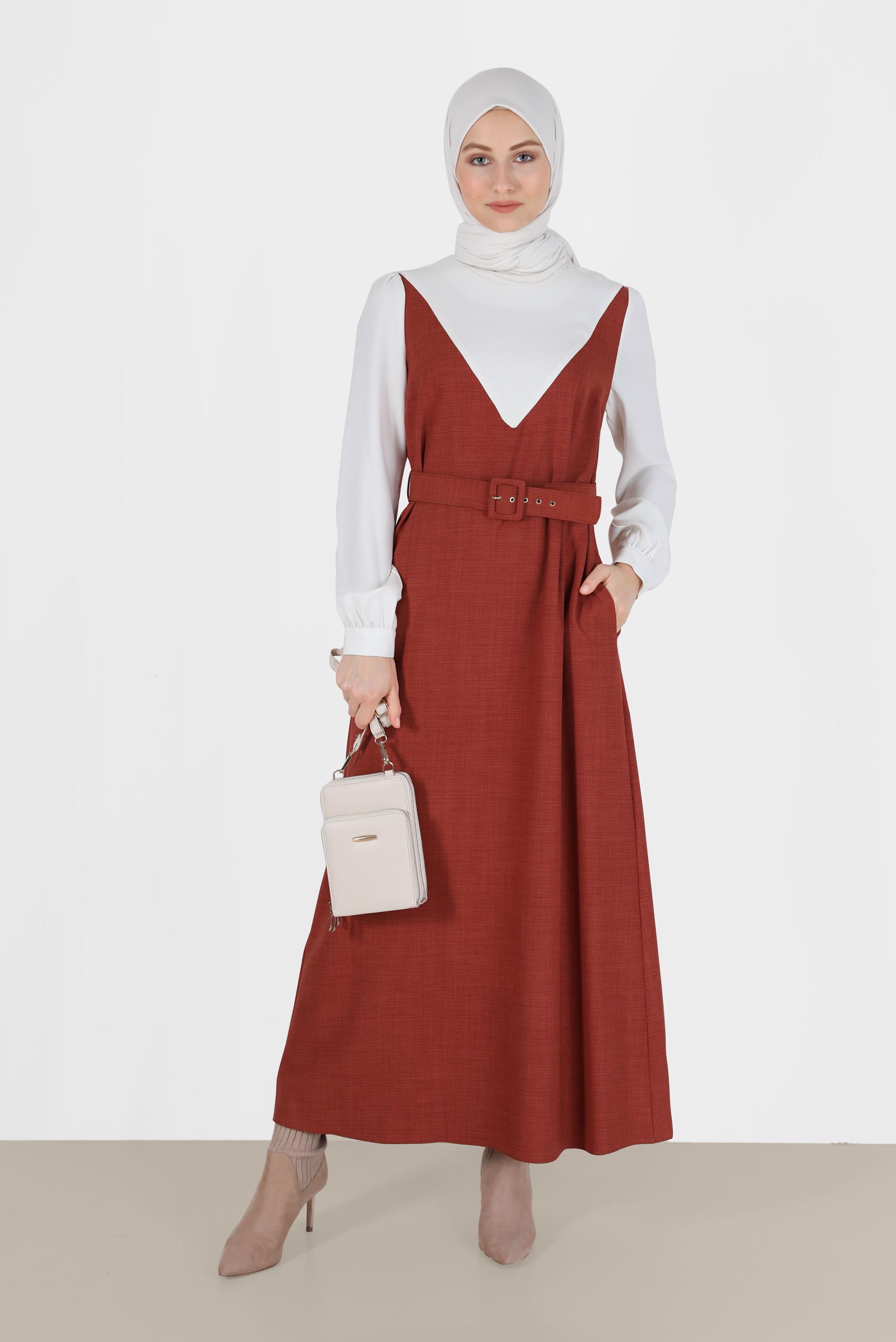 Hijab clothing ORANGE BELTED DRESS 41113 