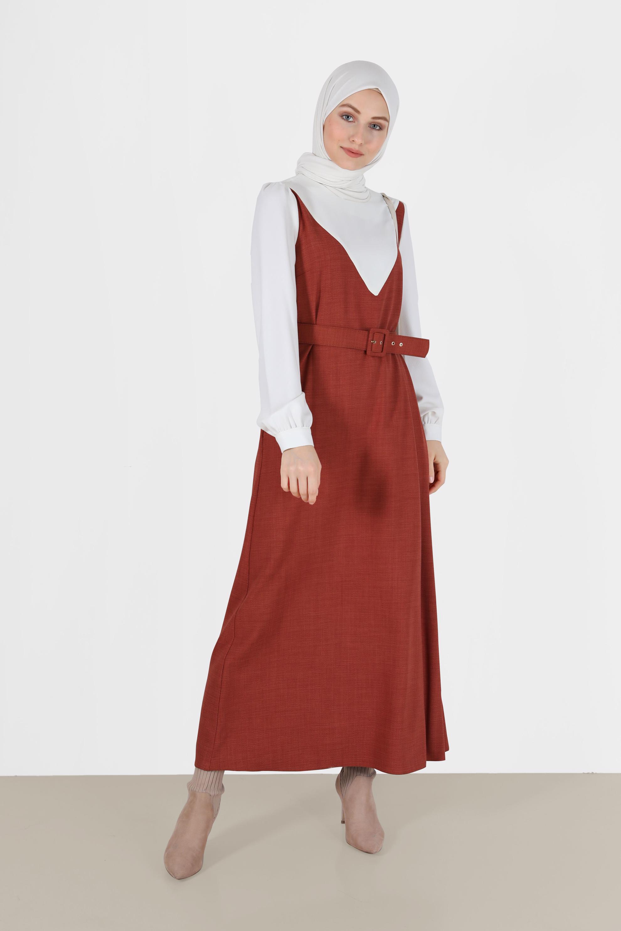 Hijab clothing ORANGE BELTED DRESS 41113 