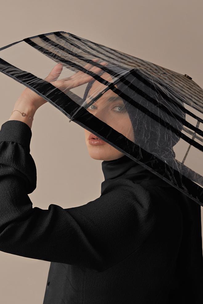 Tesettür giyim  PUANTİYE TÜL DETAYLI ELBİSE 41141  - ALVİNA