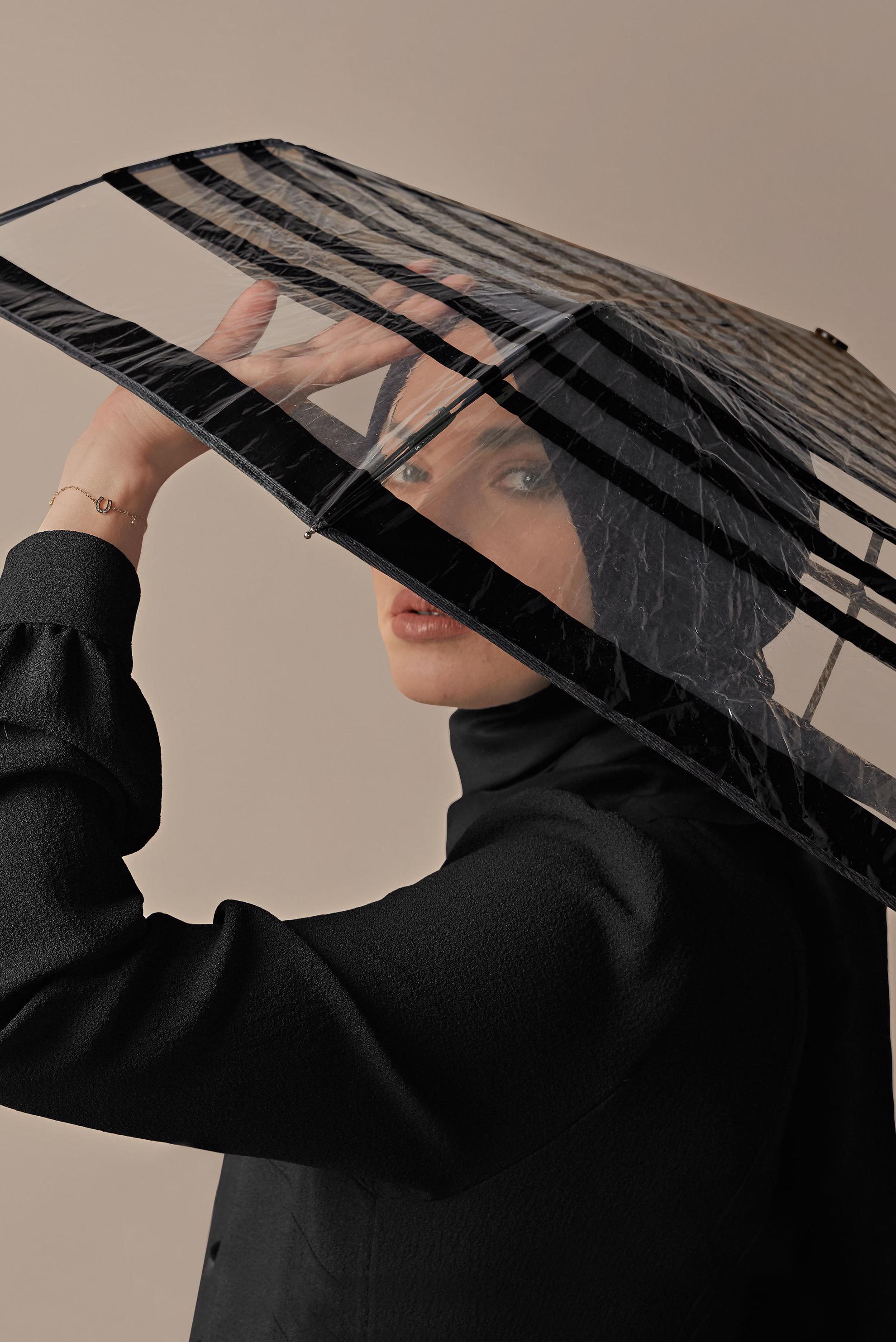 Tesettür giyim SİYAH PUANTİYE TÜL DETAYLI ELBİSE 41141 