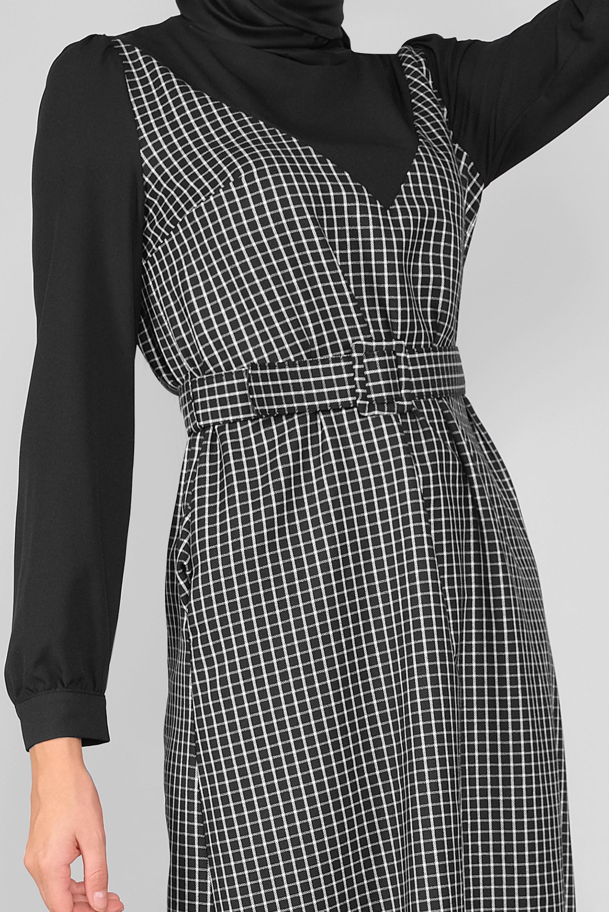 Hijab clothing BLACK PLAID DRESS 41142 