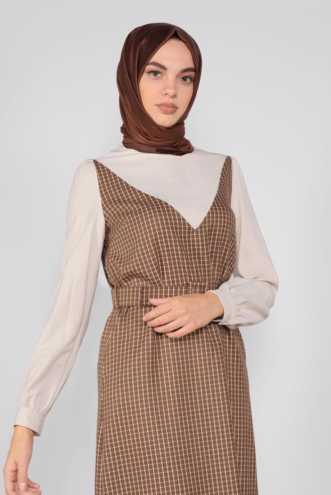 Hijab clothing  PLAID DRESS 41142  - ALVİNA