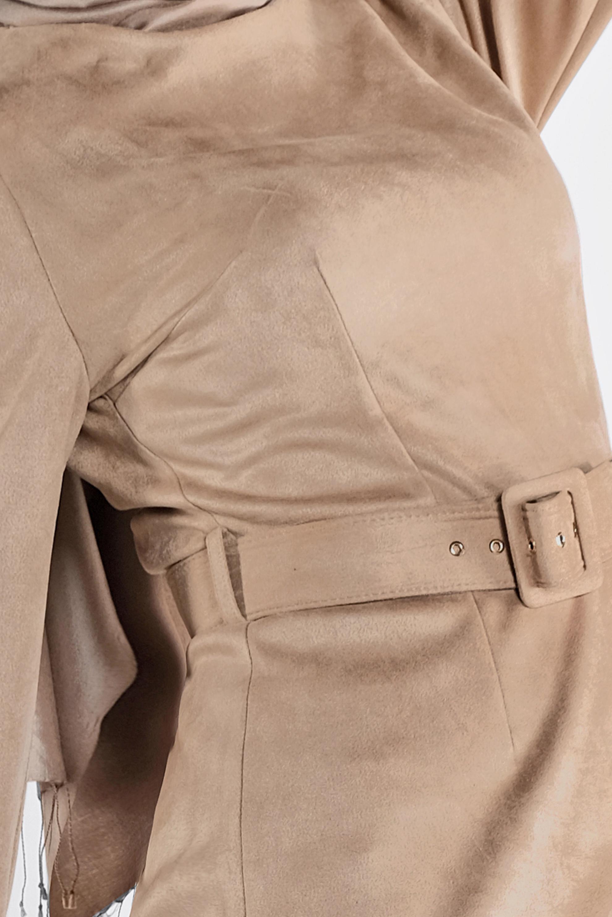 Tesettür giyim BEJ SÜET KEMERLİ ELBİSE 41143