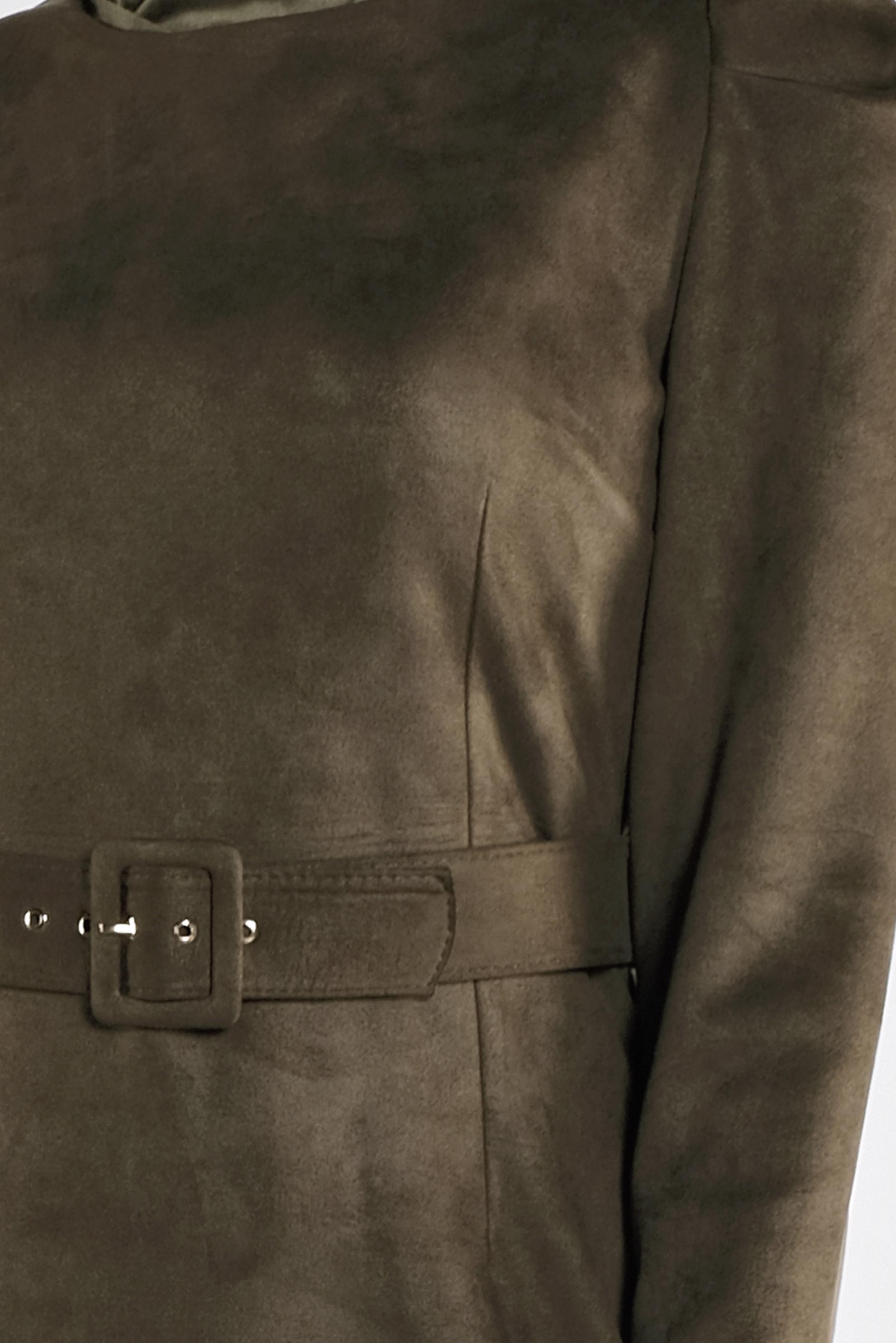 Tesettür giyim HAKİ SÜET KEMERLİ ELBİSE 41143