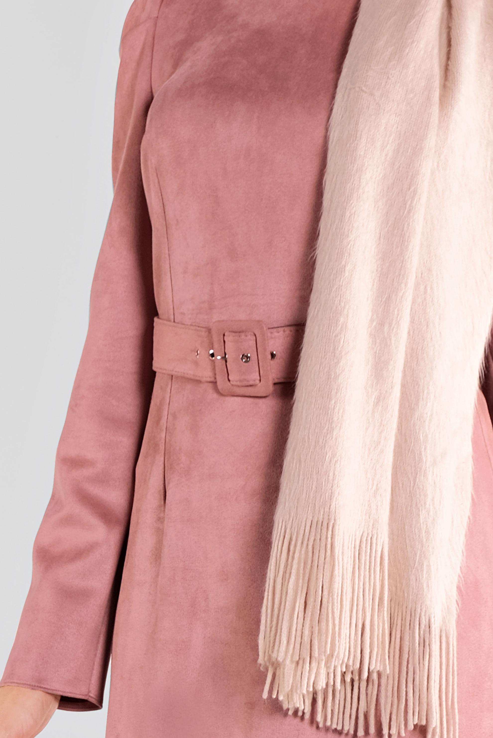 Tesettür giyim PUDRA SÜET KEMERLİ ELBİSE 41143