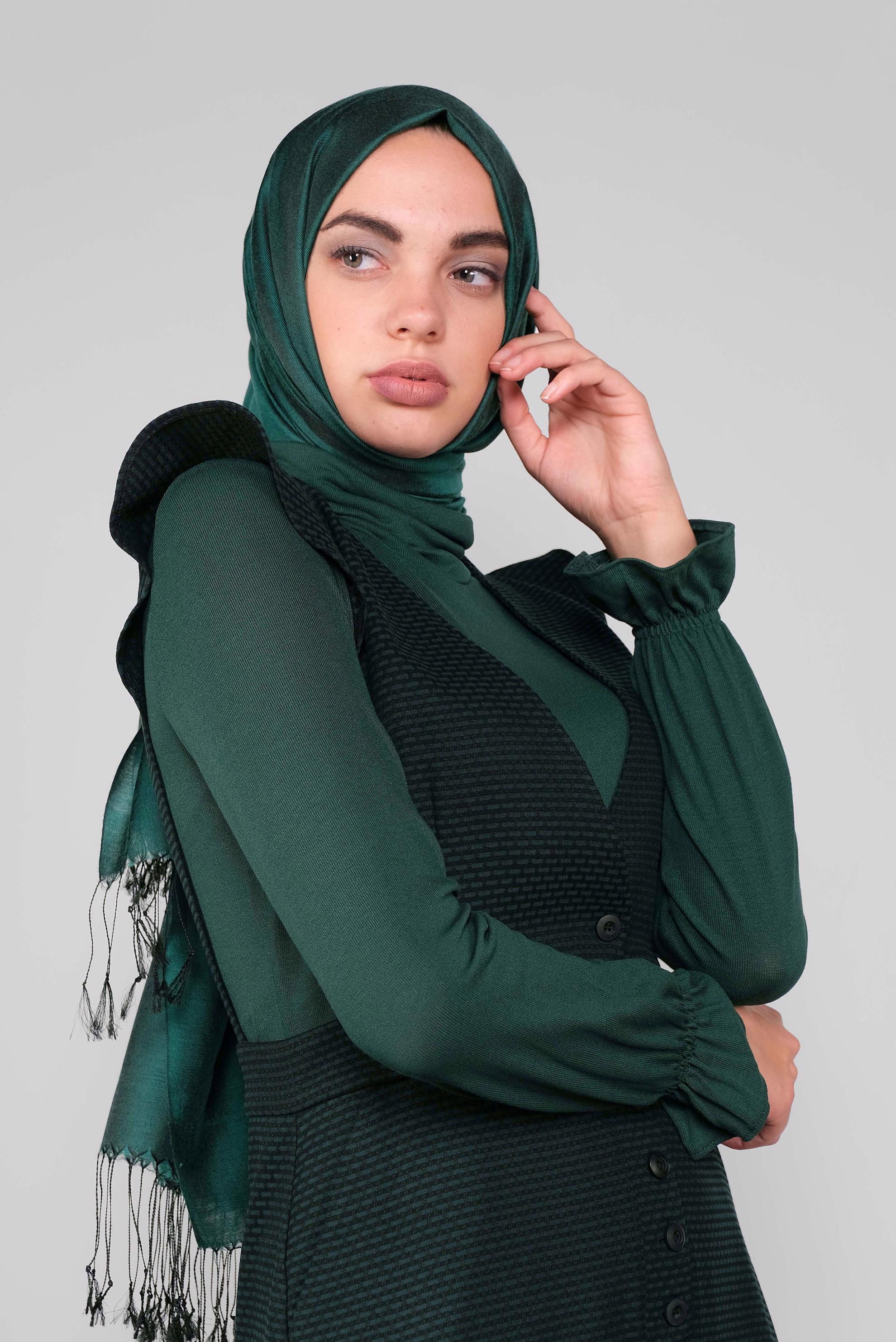 Hijab clothing GREEN PATTERNED DRESS & SUIT 41254 