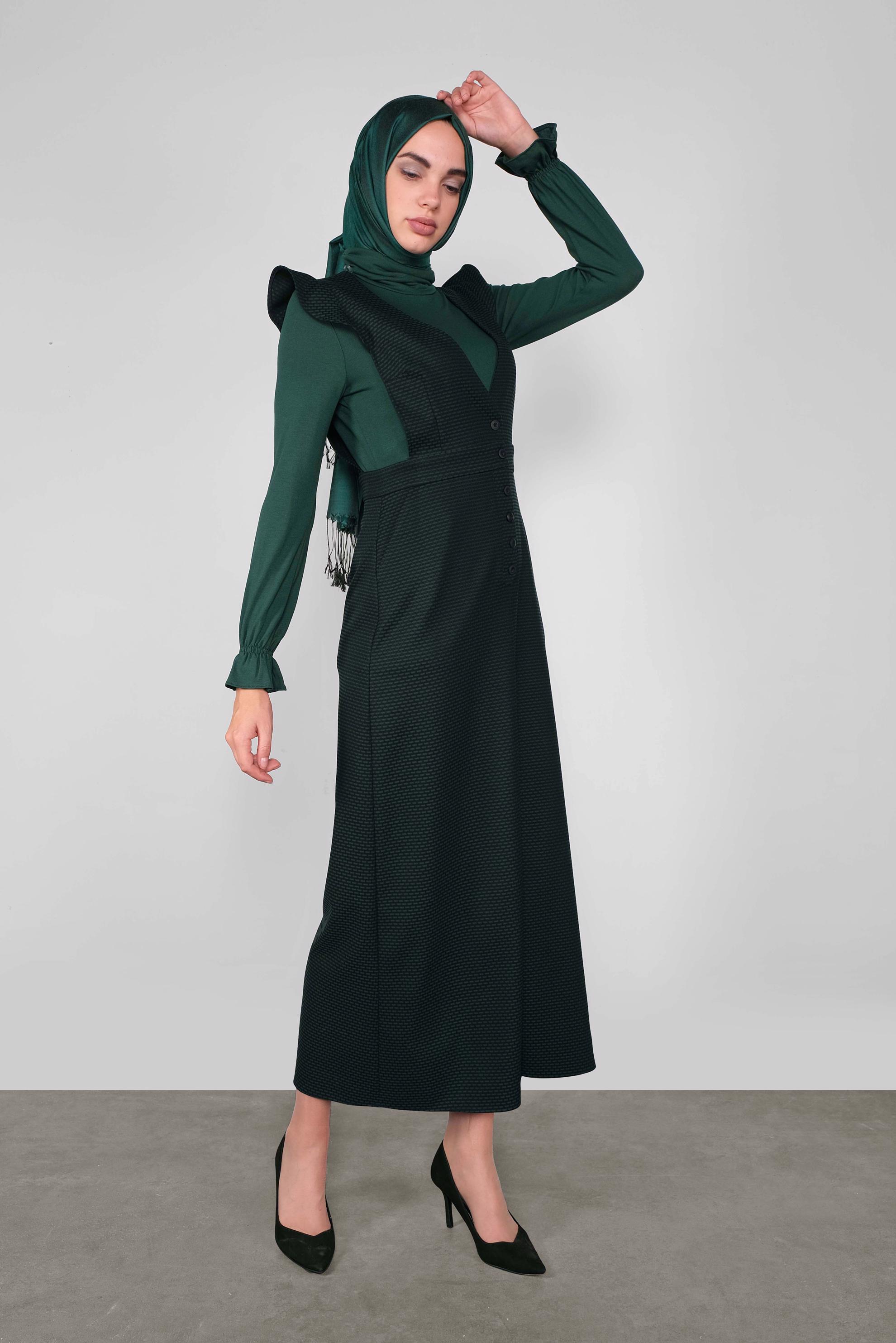 Hijab clothing GREEN PATTERNED DRESS & SUIT 41254 