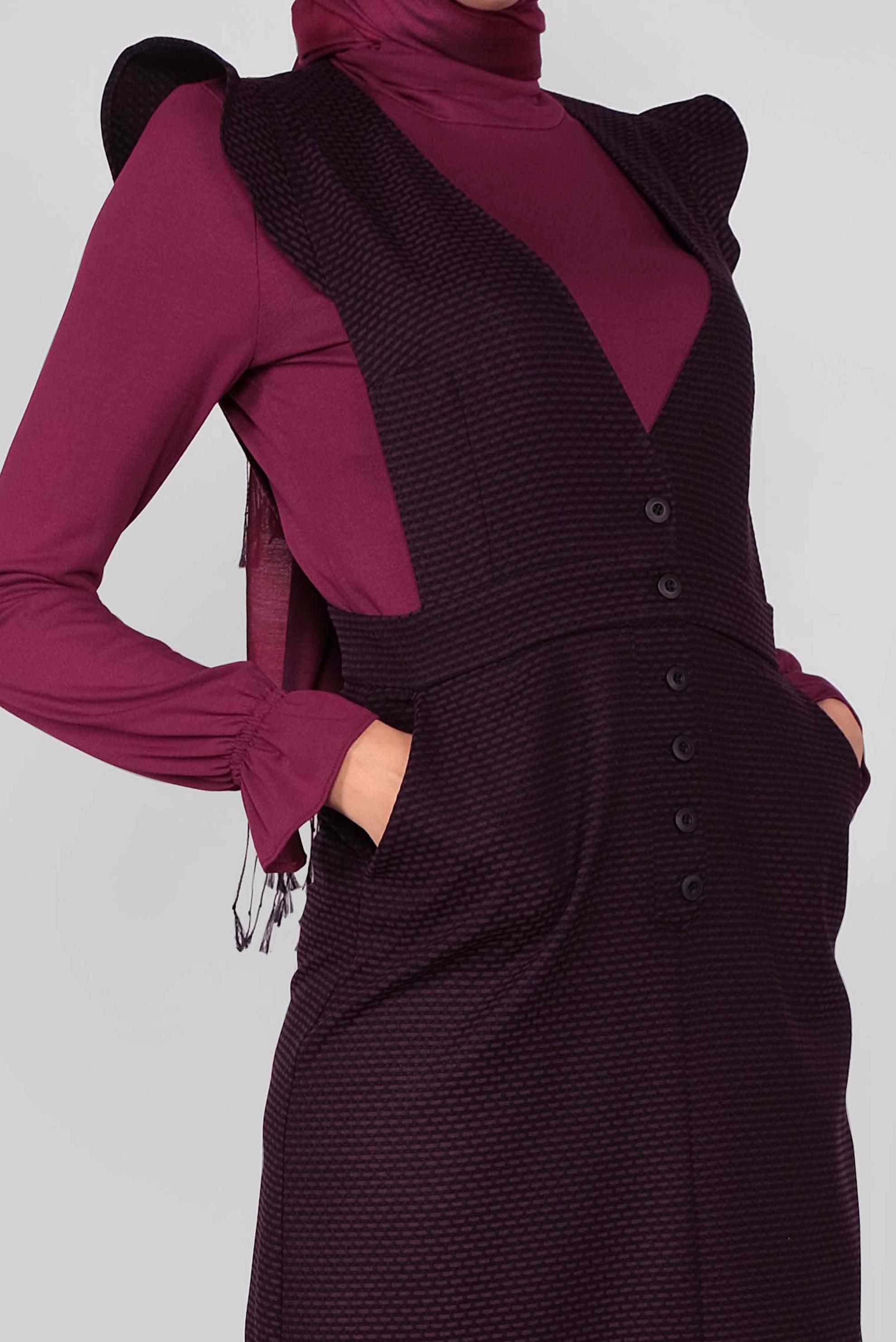 Tesettür giyim MÜRDÜM DESENLİ İKİLİ ELBİSELİ TAKIM 41254 