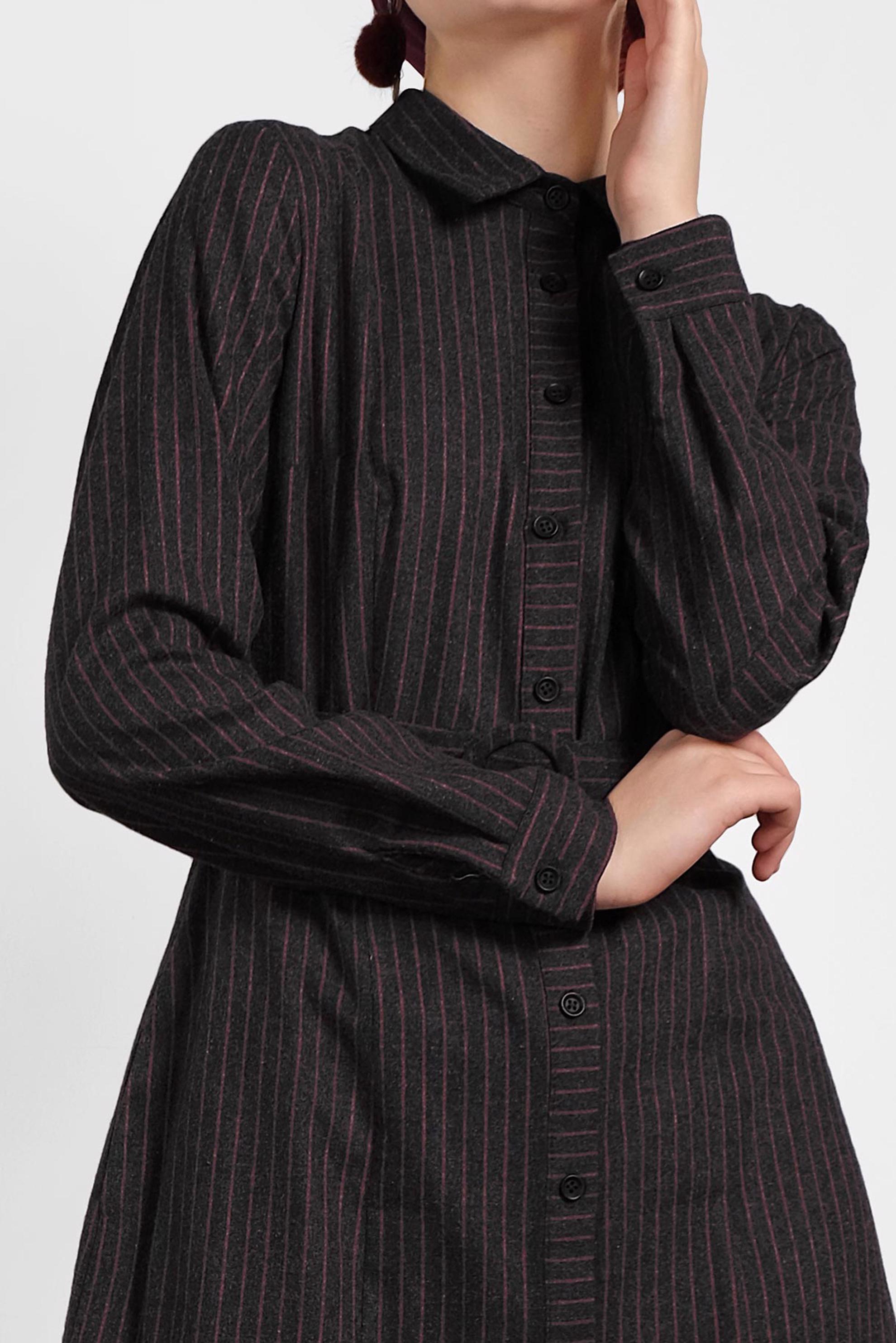 Tesettür giyim SİYAH ÇİZGİ DESENLİ ELBİSE 40198-1