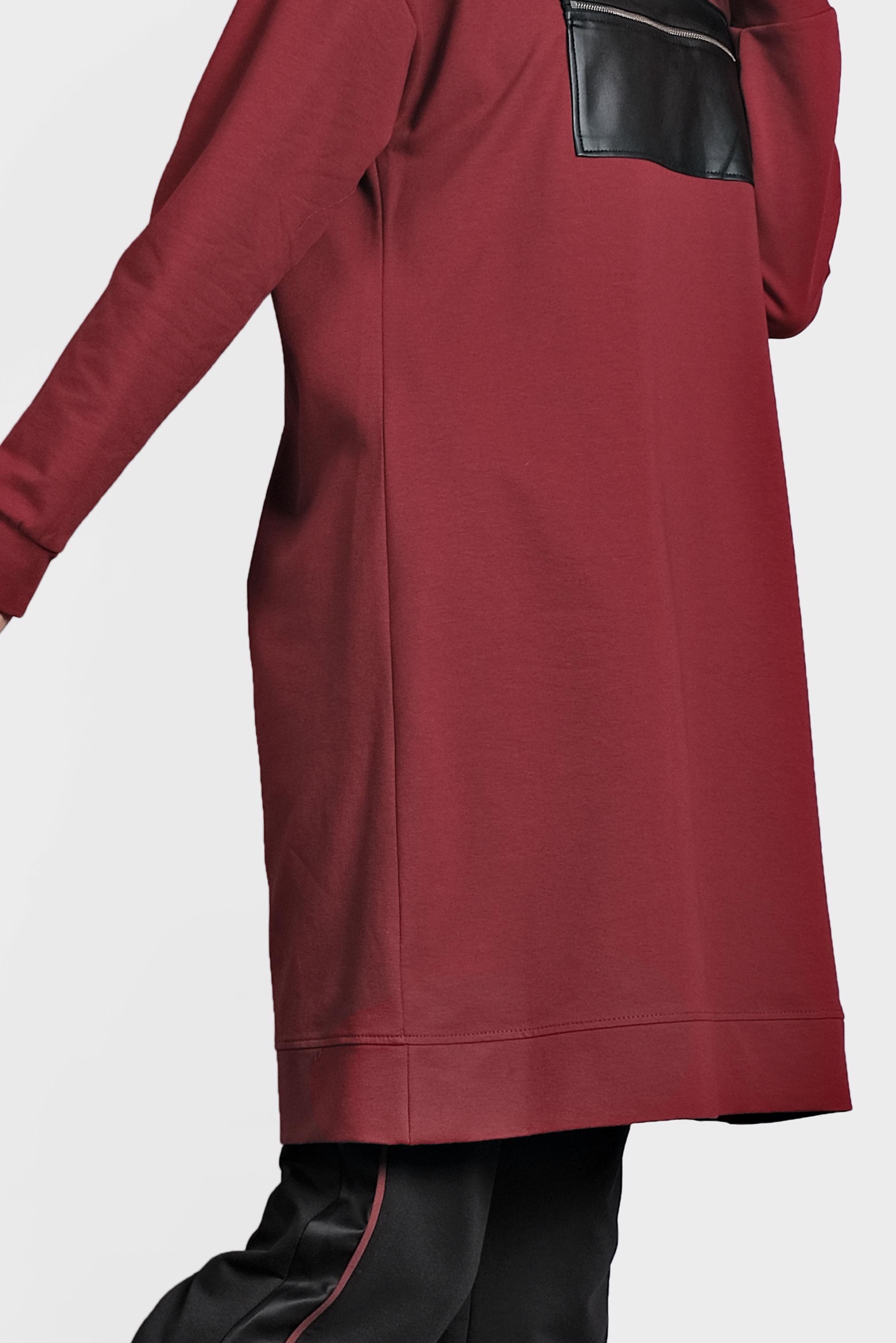 Tesettür giyim BORDO ÖNÜ CEPLİ KAPÜŞONLU EŞOFMAN TAKIMI 40100