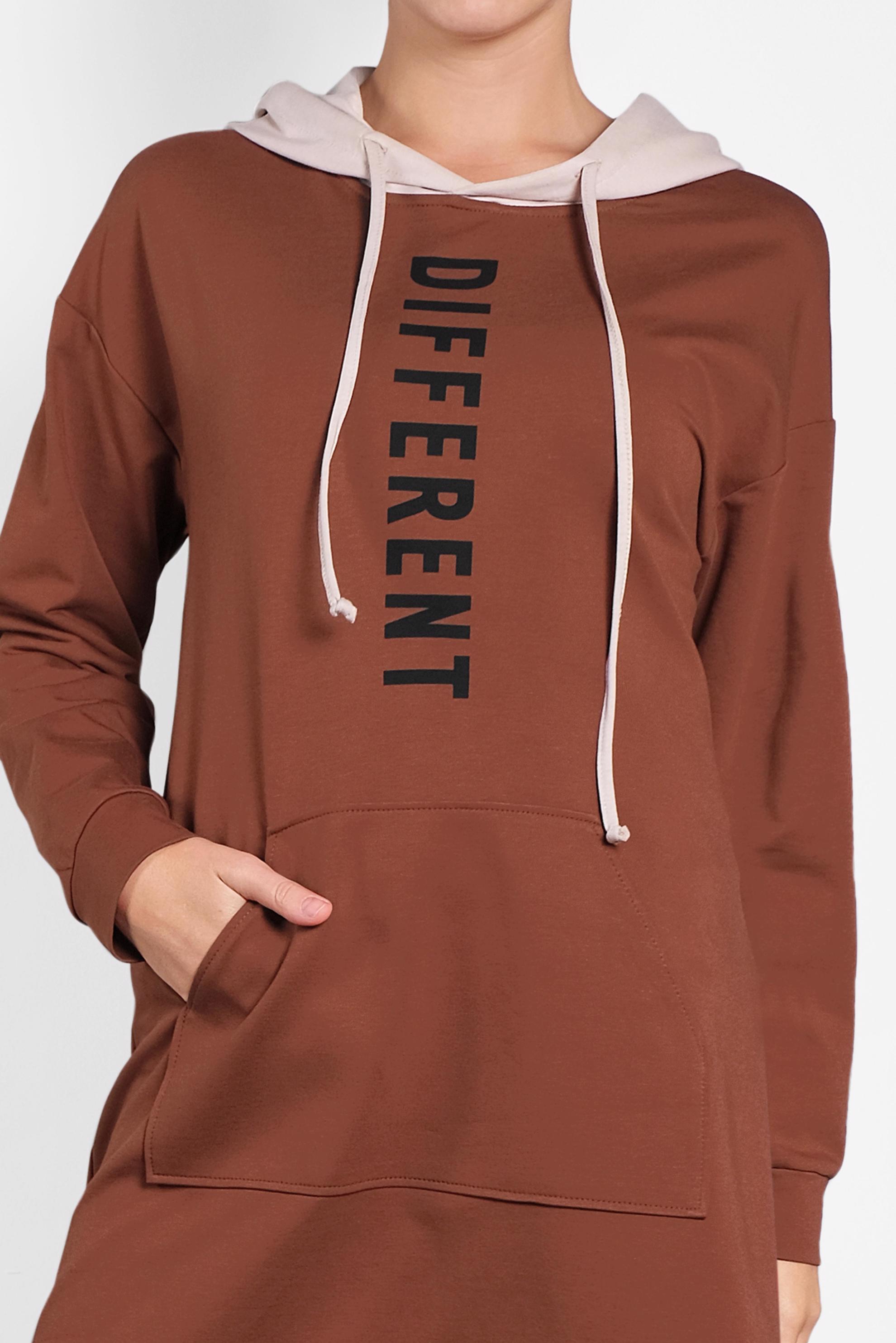 Tesettür giyim TURUNCU KAPÜŞONLU EŞOFMAN TUNİK 40105