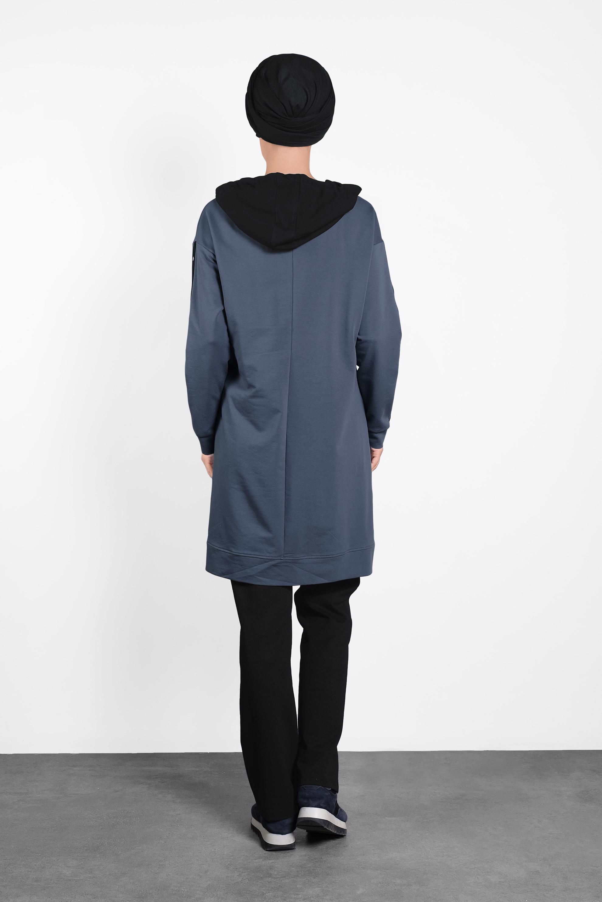 Tesettür giyim LACİVERT CEPLİ KAPÜŞONLU EŞOFMAN TAKIMI 40161 