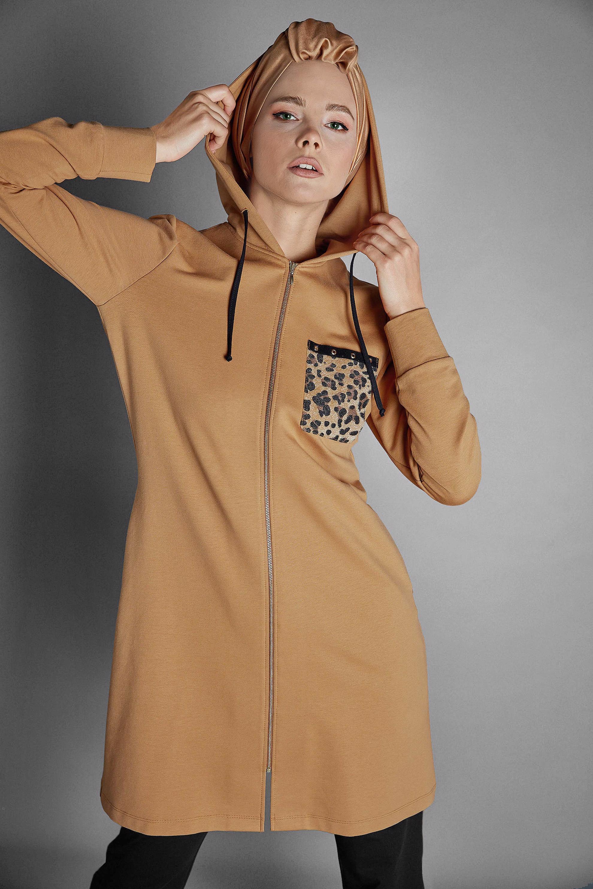 Tesettür giyim SARI LEOPAR DESENLİ EŞOFMAN TAKIMI 40226