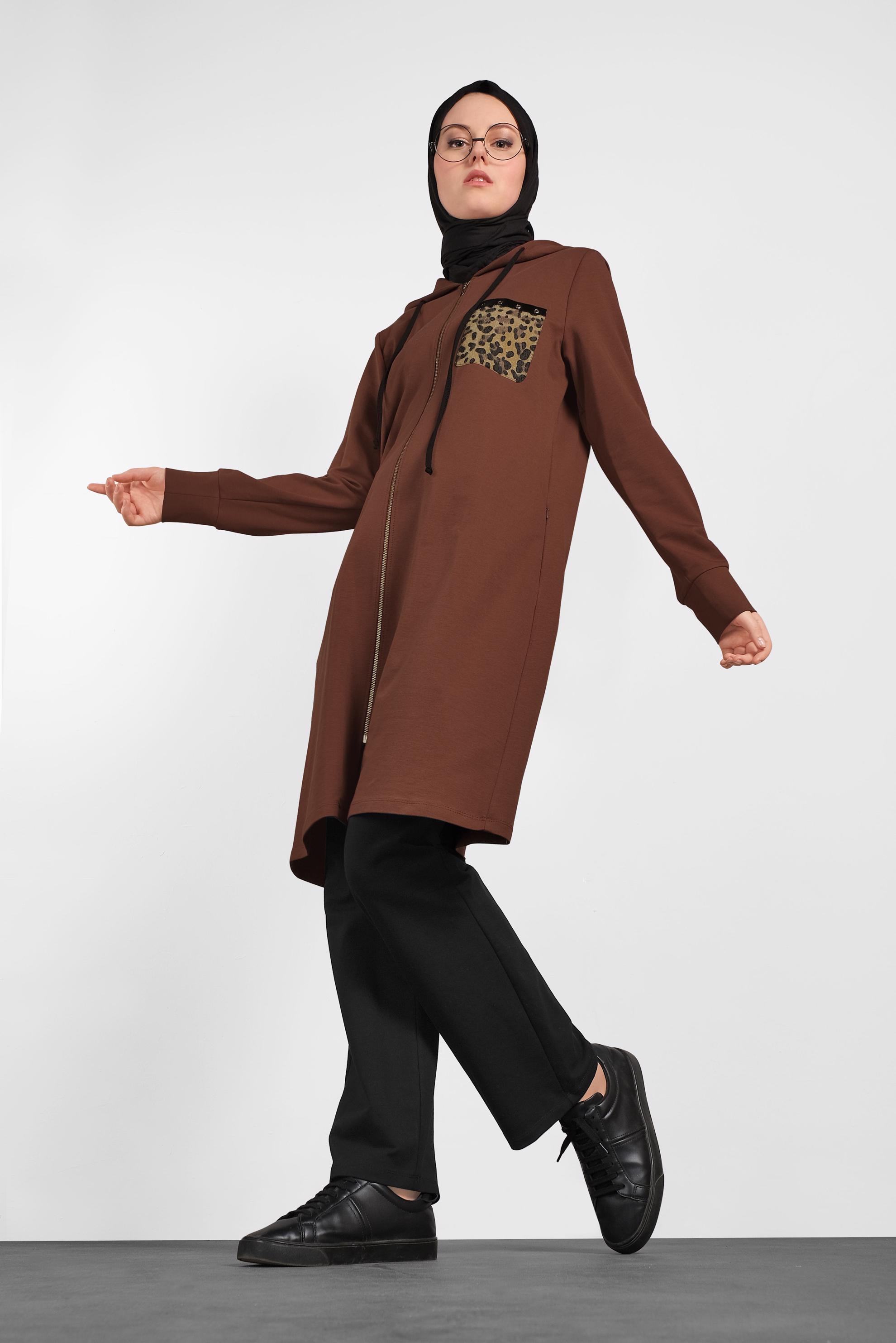 Tesettür giyim BORDO LEOPAR DESENLİ EŞOFMAN TAKIMI 40226