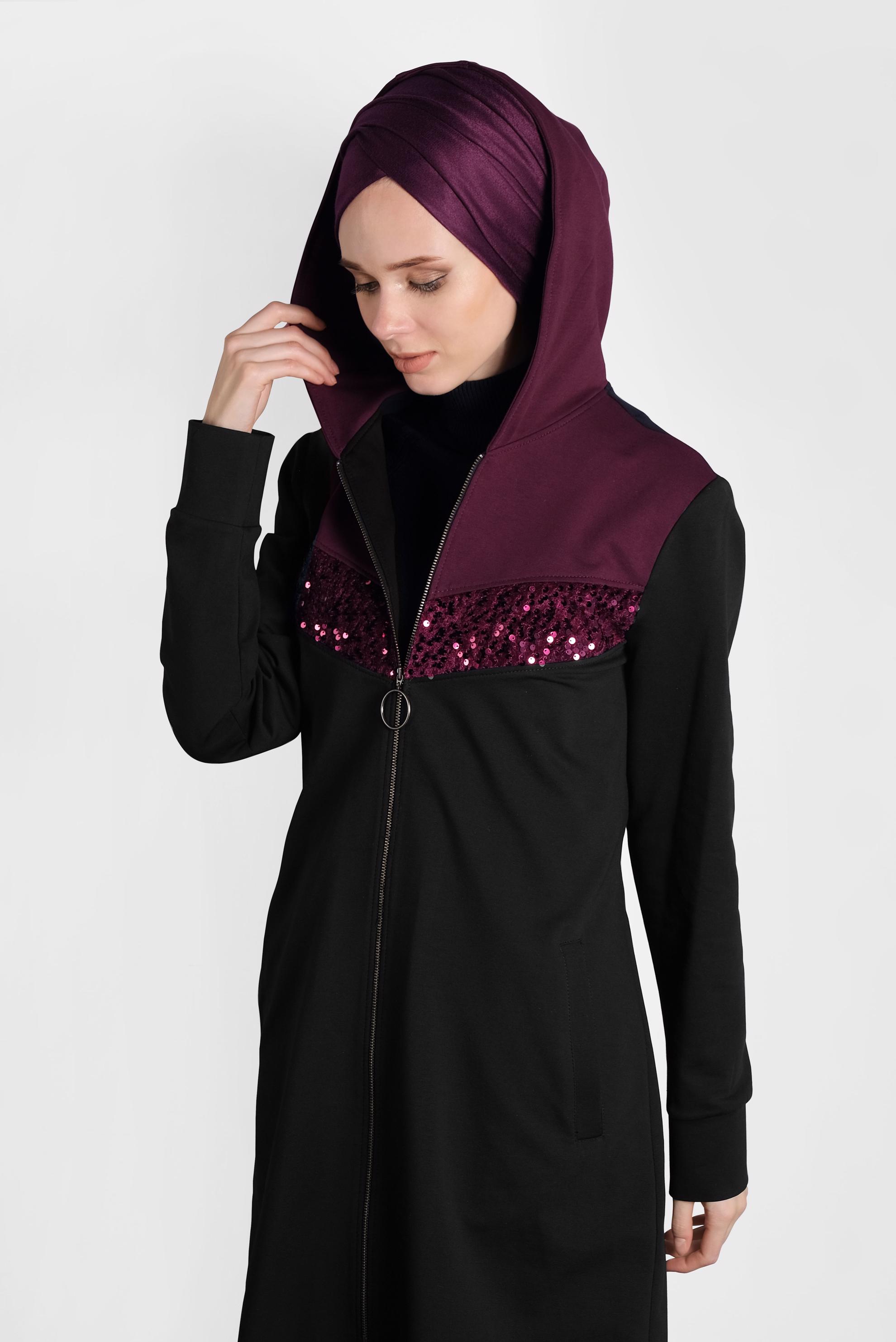 Tesettür giyim SİYAH PUL PAYET İŞLEMELİ EŞOFMAN TAKIM 40252