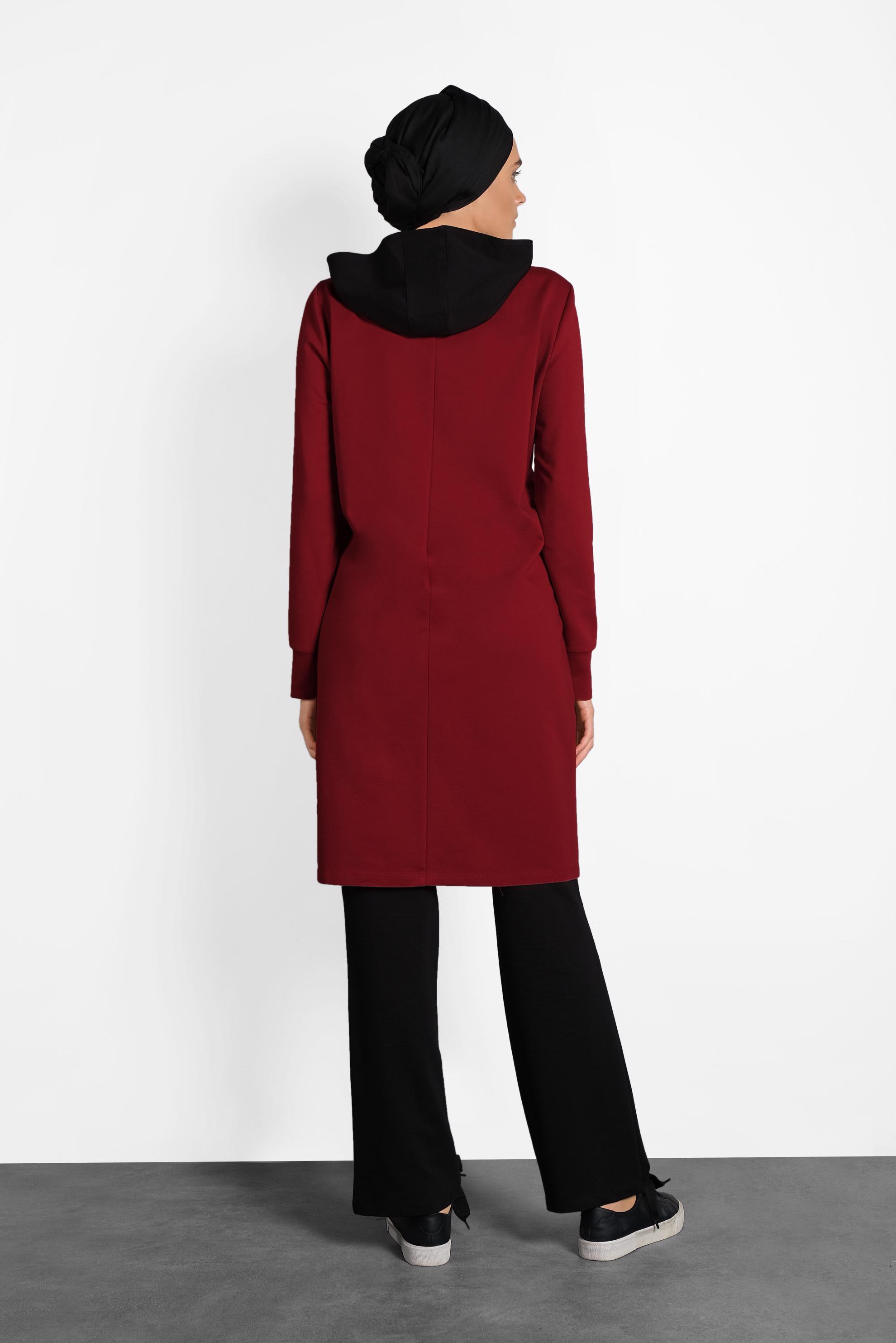 Tesettür giyim KIRMIZI PUL PAYET İŞLEMELİ EŞOFMAN TAKIM 40252