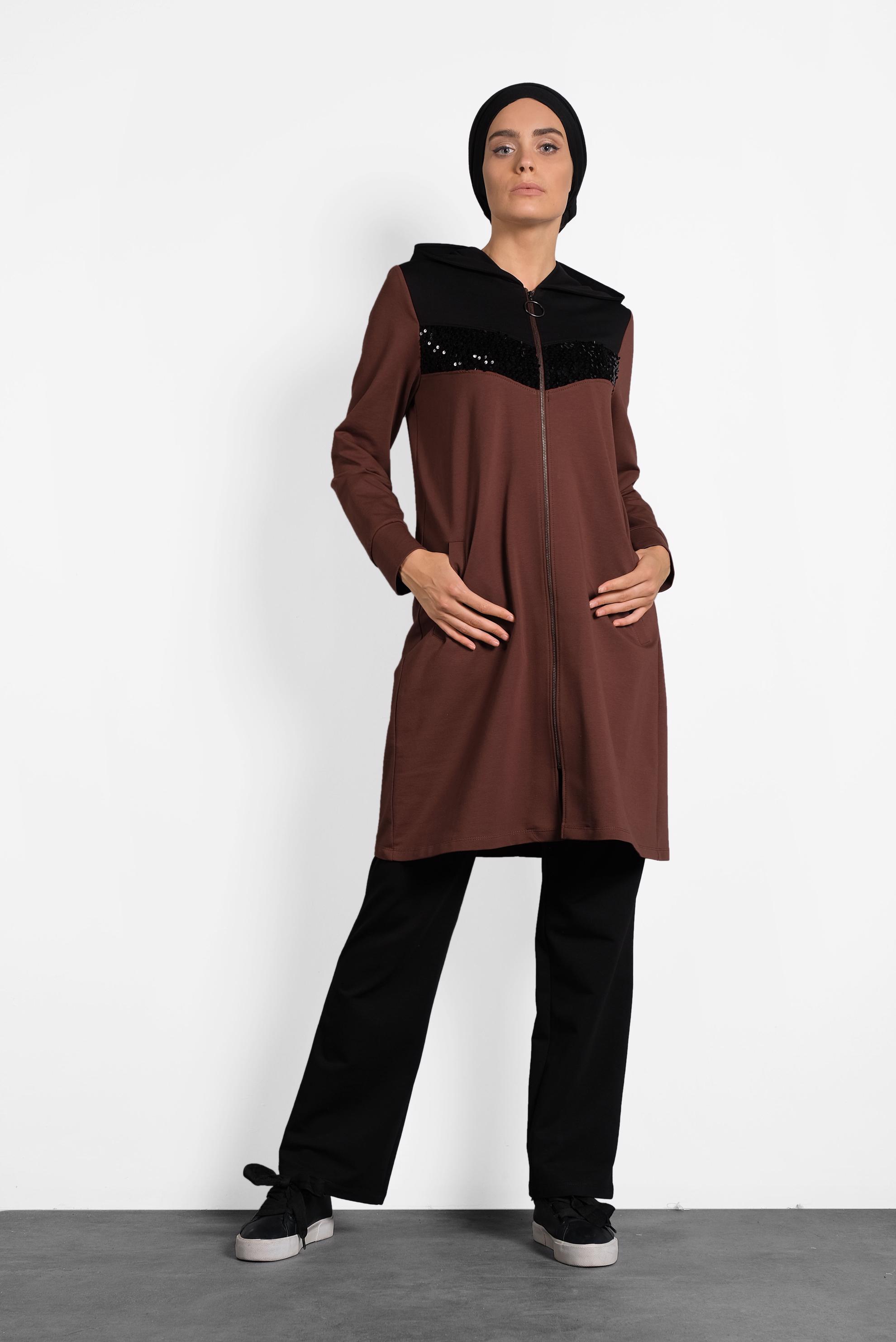 Tesettür giyim BORDO PUL PAYET İŞLEMELİ EŞOFMAN TAKIM 40252