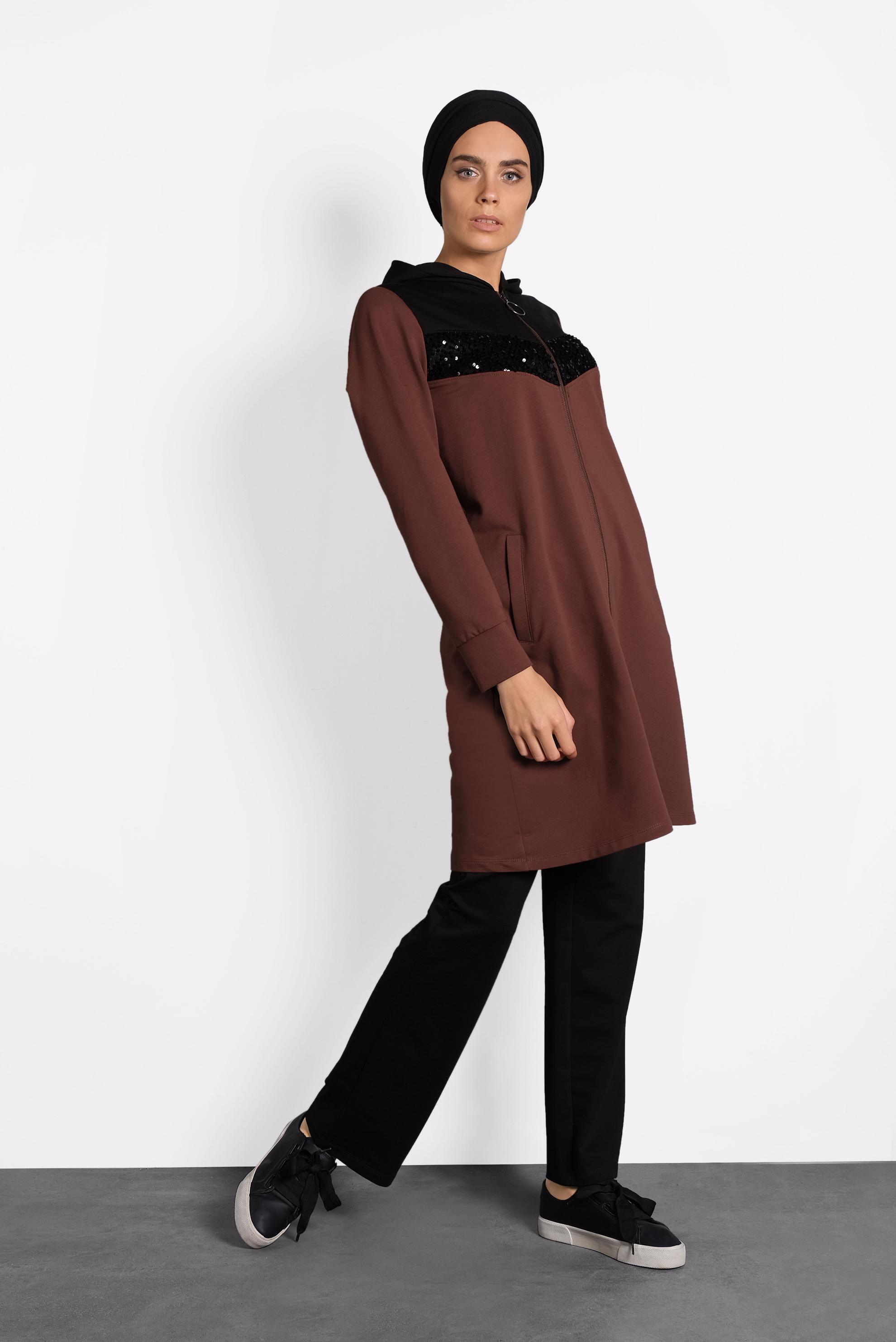 Tesettür giyim BORDO PUL PAYET İŞLEMELİ EŞOFMAN TAKIM 40252