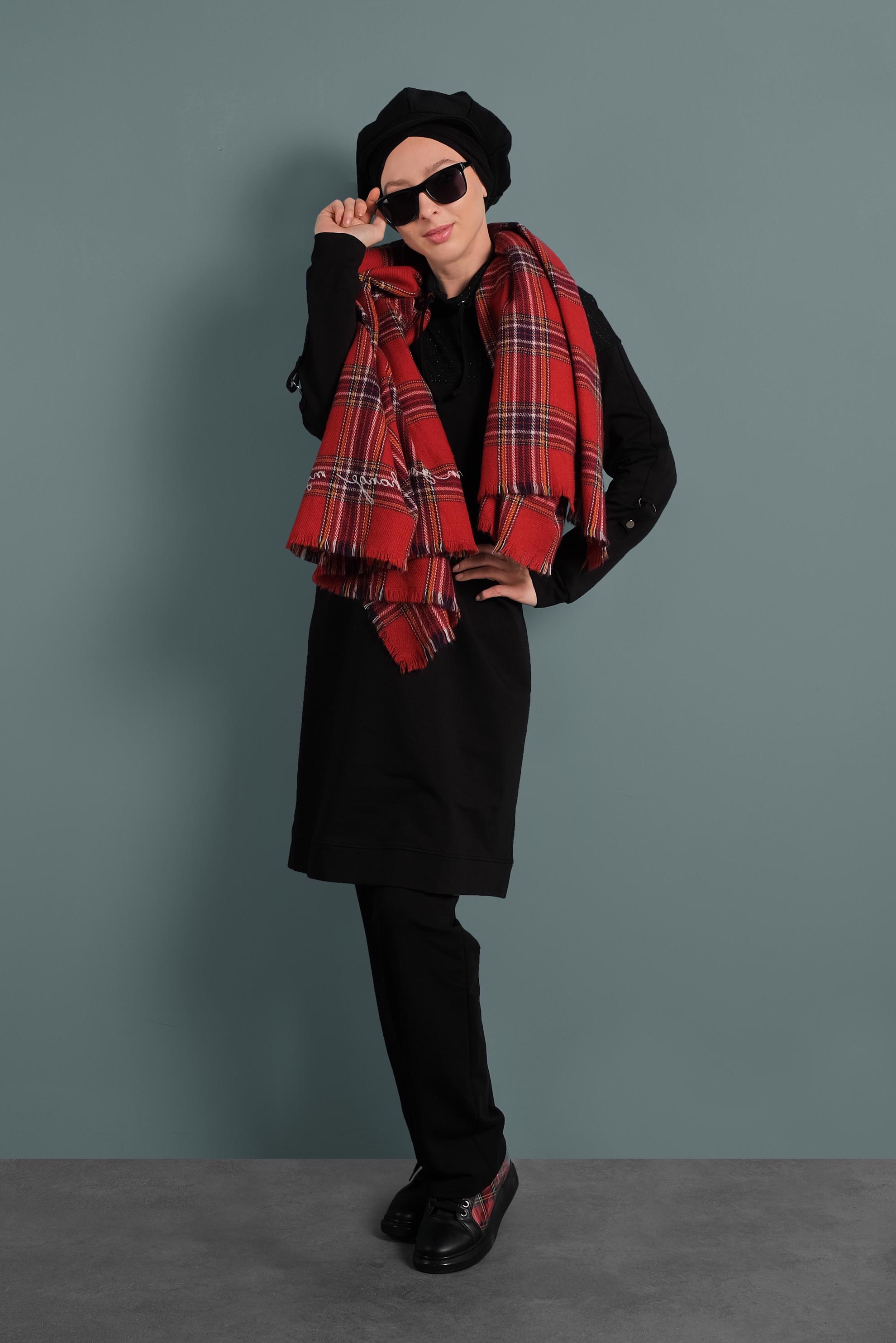 Tesettür giyim SİYAH ŞAL YAKA EŞOFMAN TAKIMI 40315 