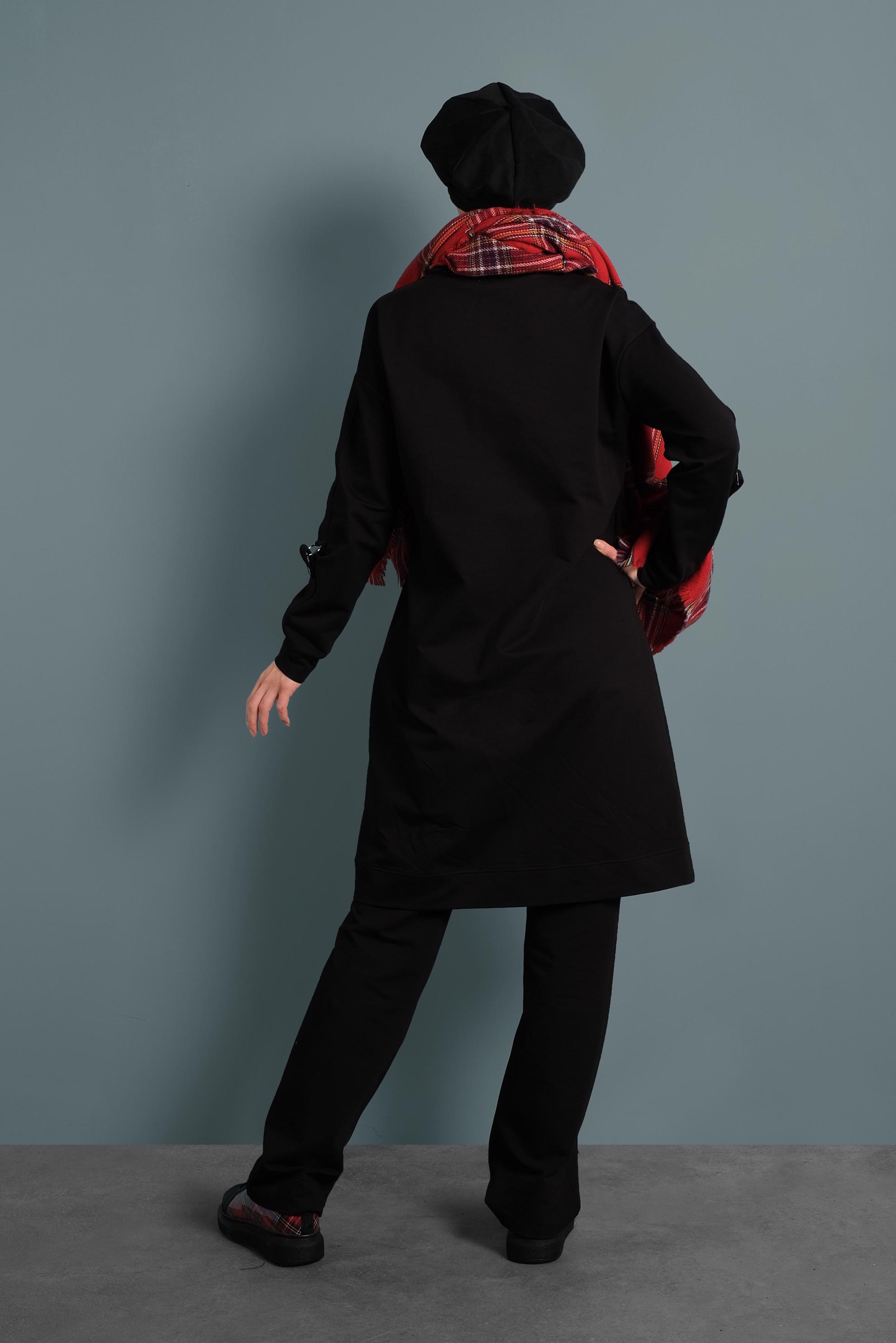 Tesettür giyim SİYAH ŞAL YAKA EŞOFMAN TAKIMI 40315 