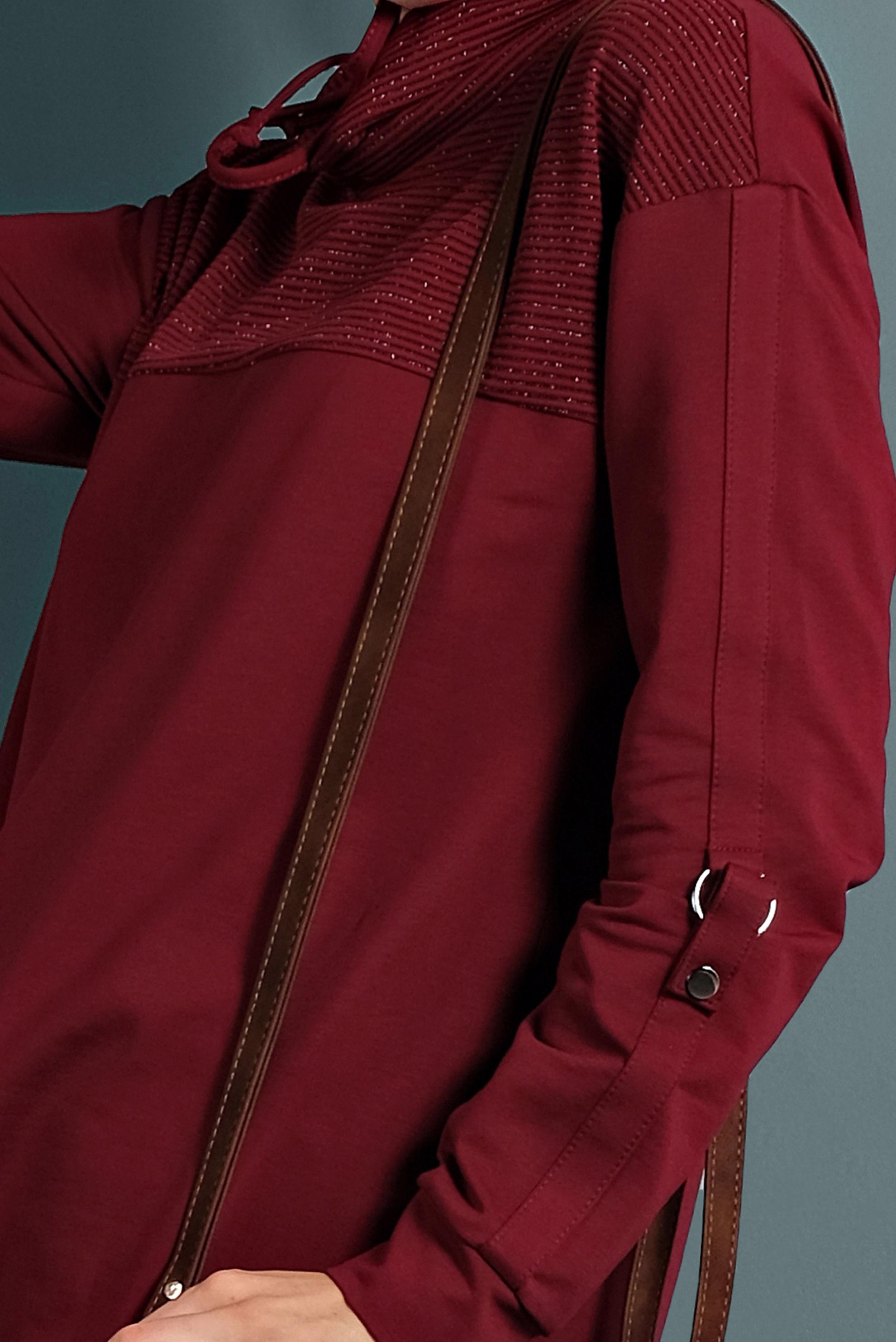 Tesettür giyim BORDO ŞAL YAKA EŞOFMAN TAKIMI 40315 