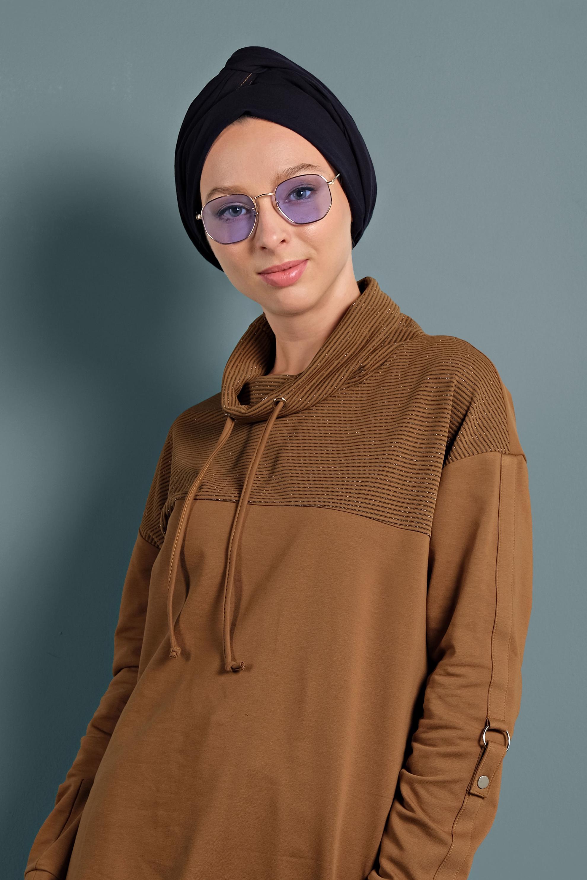 Tesettür giyim SARI ŞAL YAKA EŞOFMAN TAKIMI 40315 