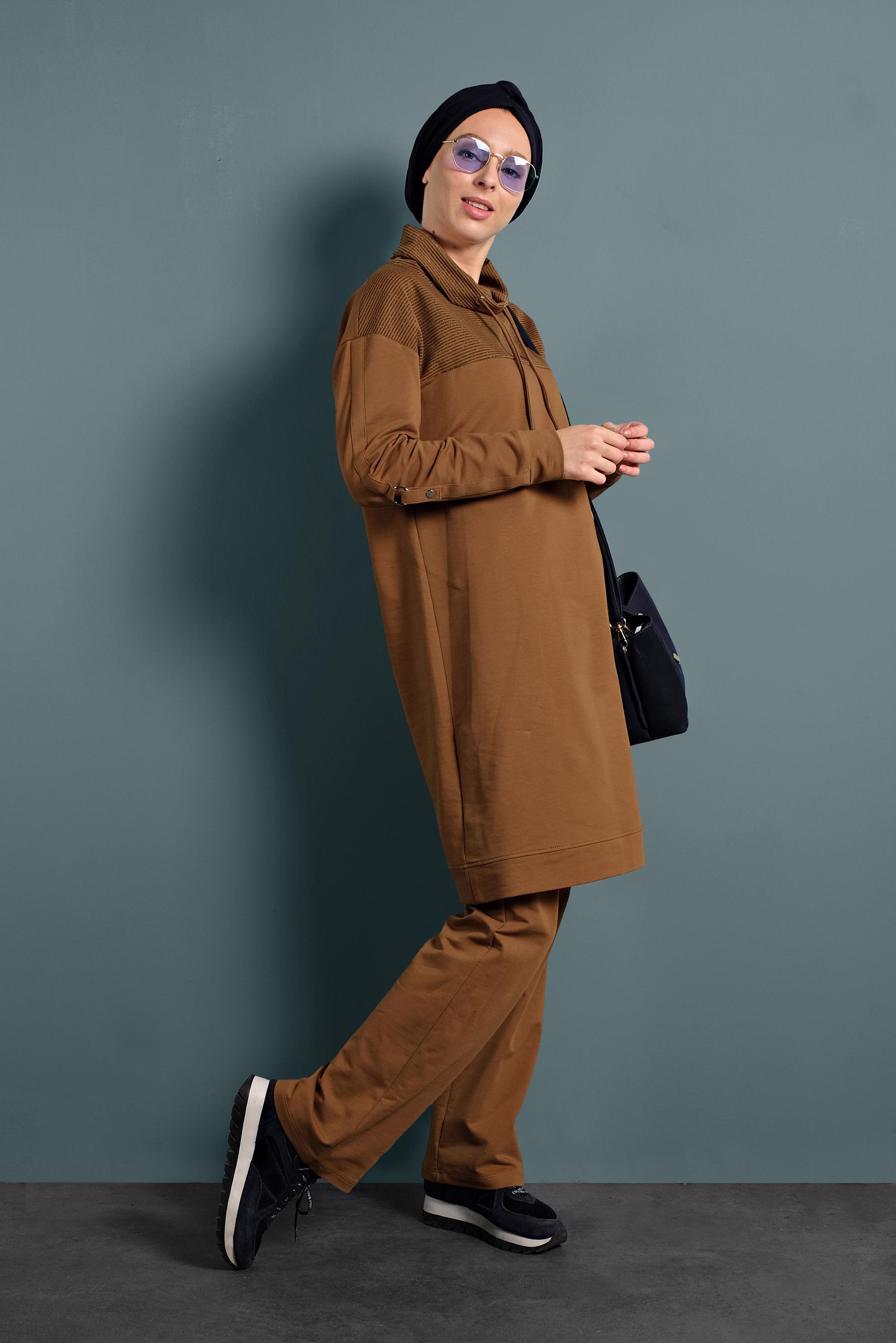 Tesettür giyim SARI ŞAL YAKA EŞOFMAN TAKIMI 40315 