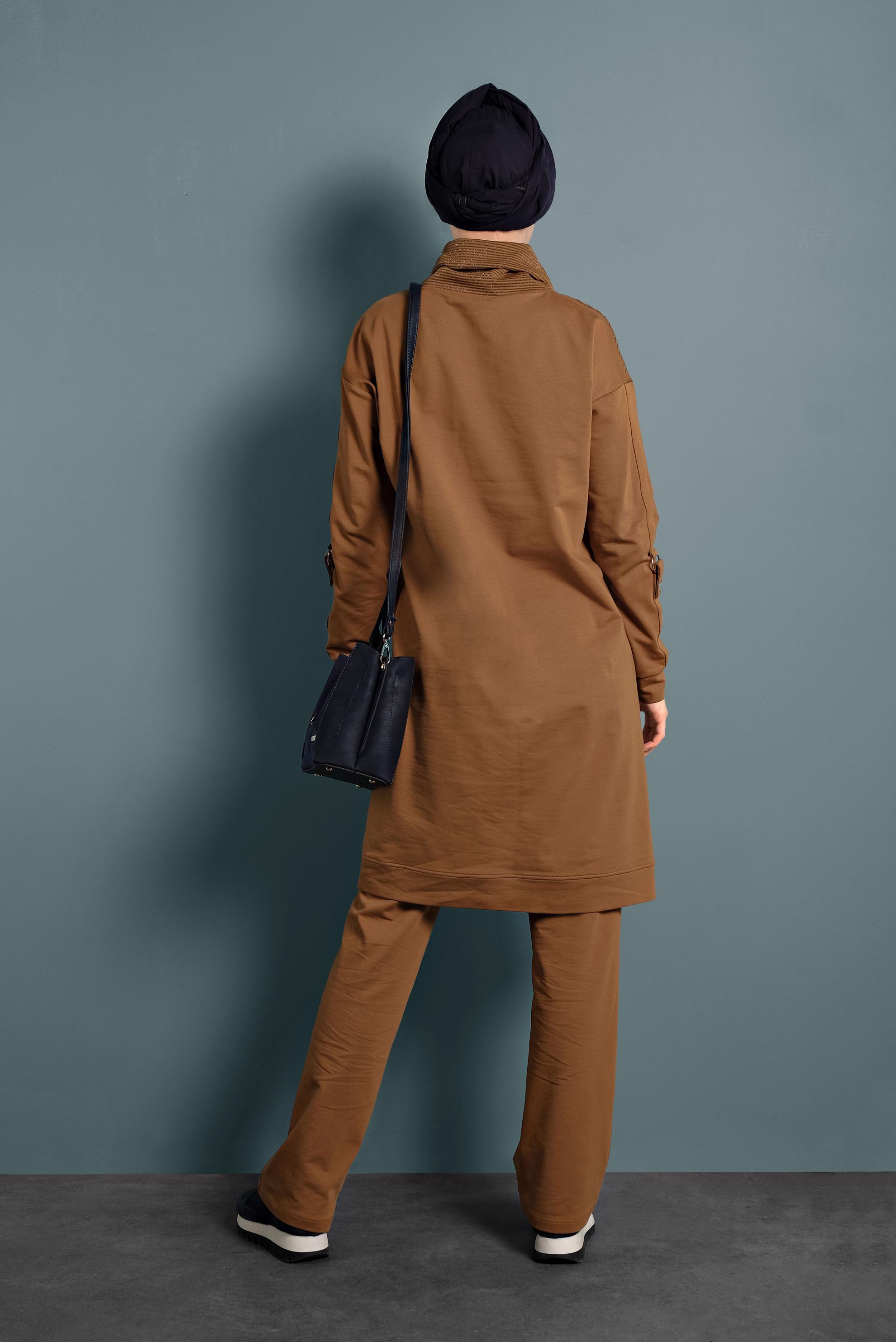 Tesettür giyim SARI ŞAL YAKA EŞOFMAN TAKIMI 40315 