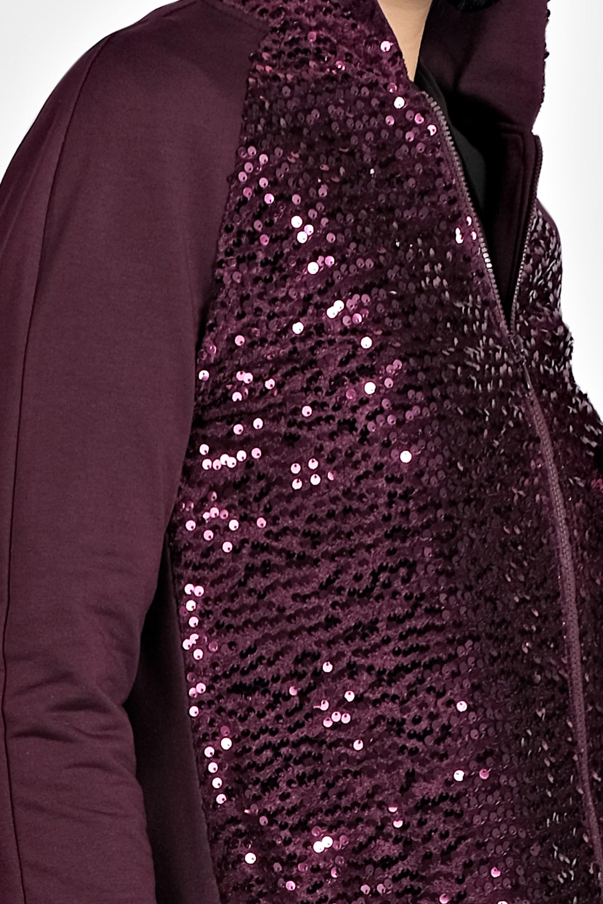 Tesettür giyim MÜRDÜM PULLU KAPÜŞONLU EŞOFMAN TUNİK 40347