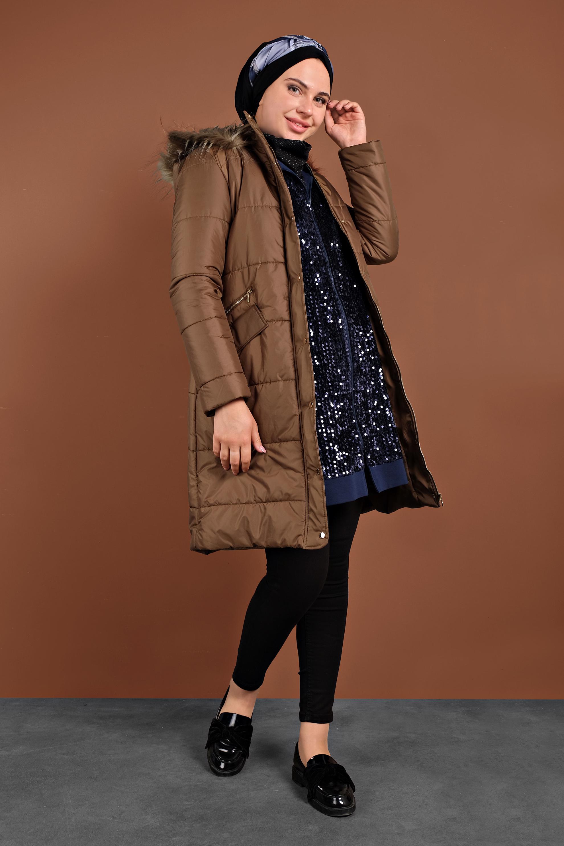 Tesettür giyim LACİVERT PULLU KAPÜŞONLU EŞOFMAN TUNİK 40347