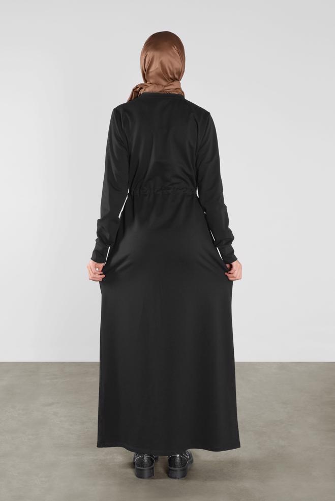 Vêtements hijab NOIR ROBE SPORT À IMPRIMÉE 41101 - ALVİNA