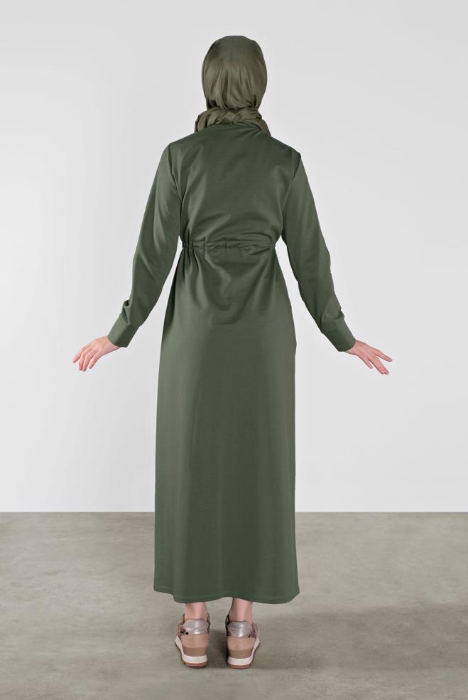 Vêtements hijab KAKI ROBE SPORT À IMPRIMÉE 41101 - ALVİNA