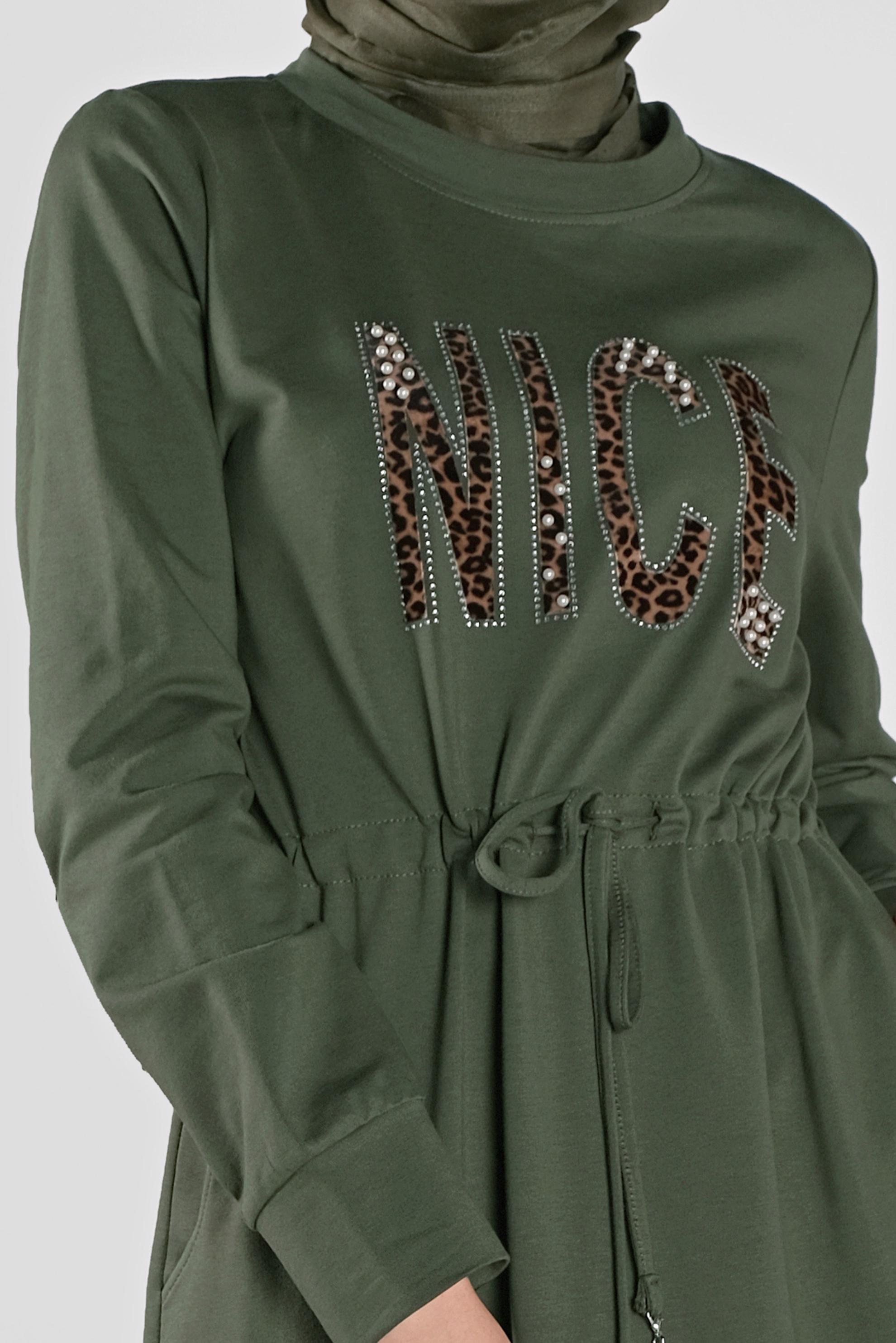 Hijab clothing KHAKI PRINTED SPORT DRESS 41101