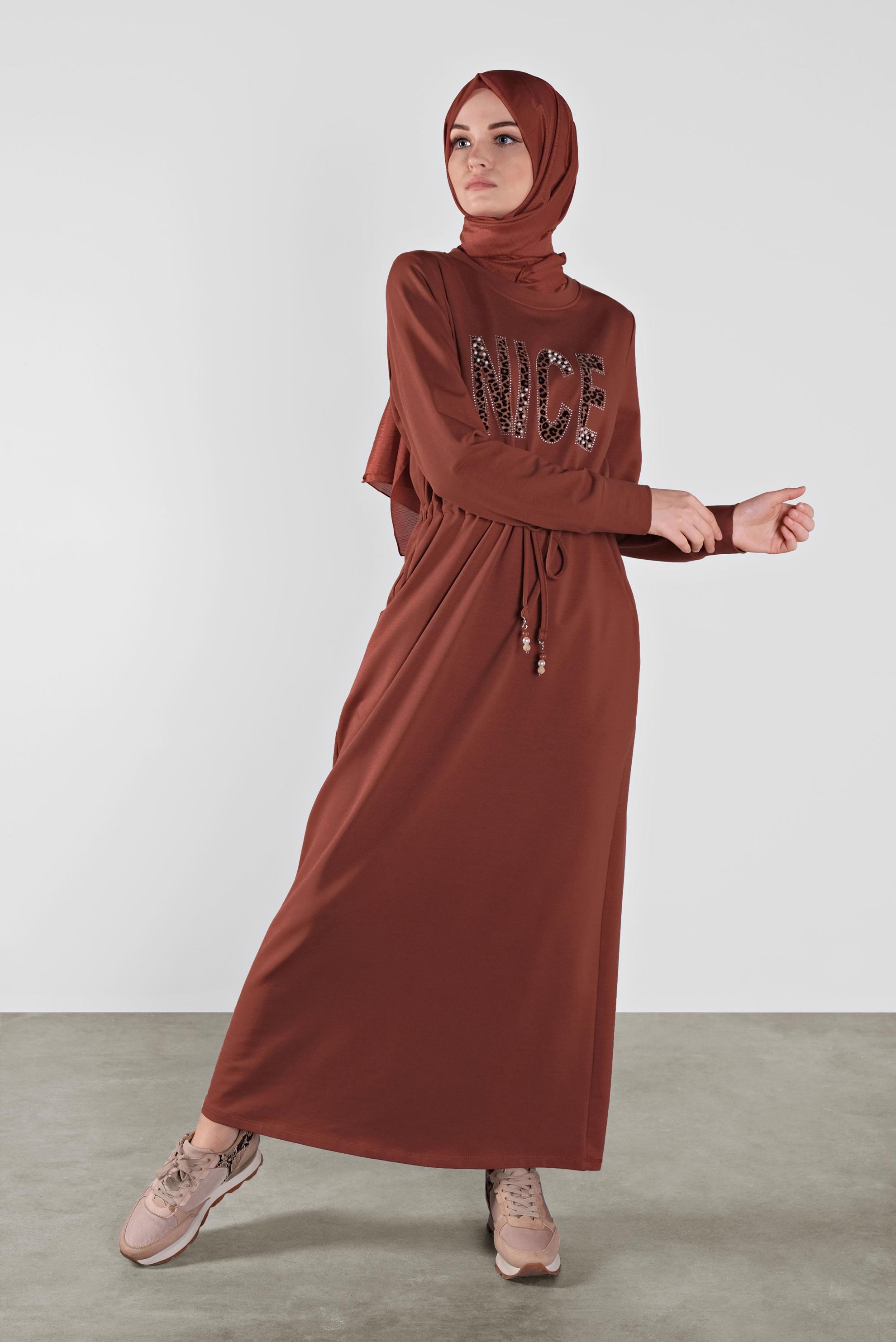 Vêtements hijab ORANGE ROBE SPORT À IMPRIMÉE 41101